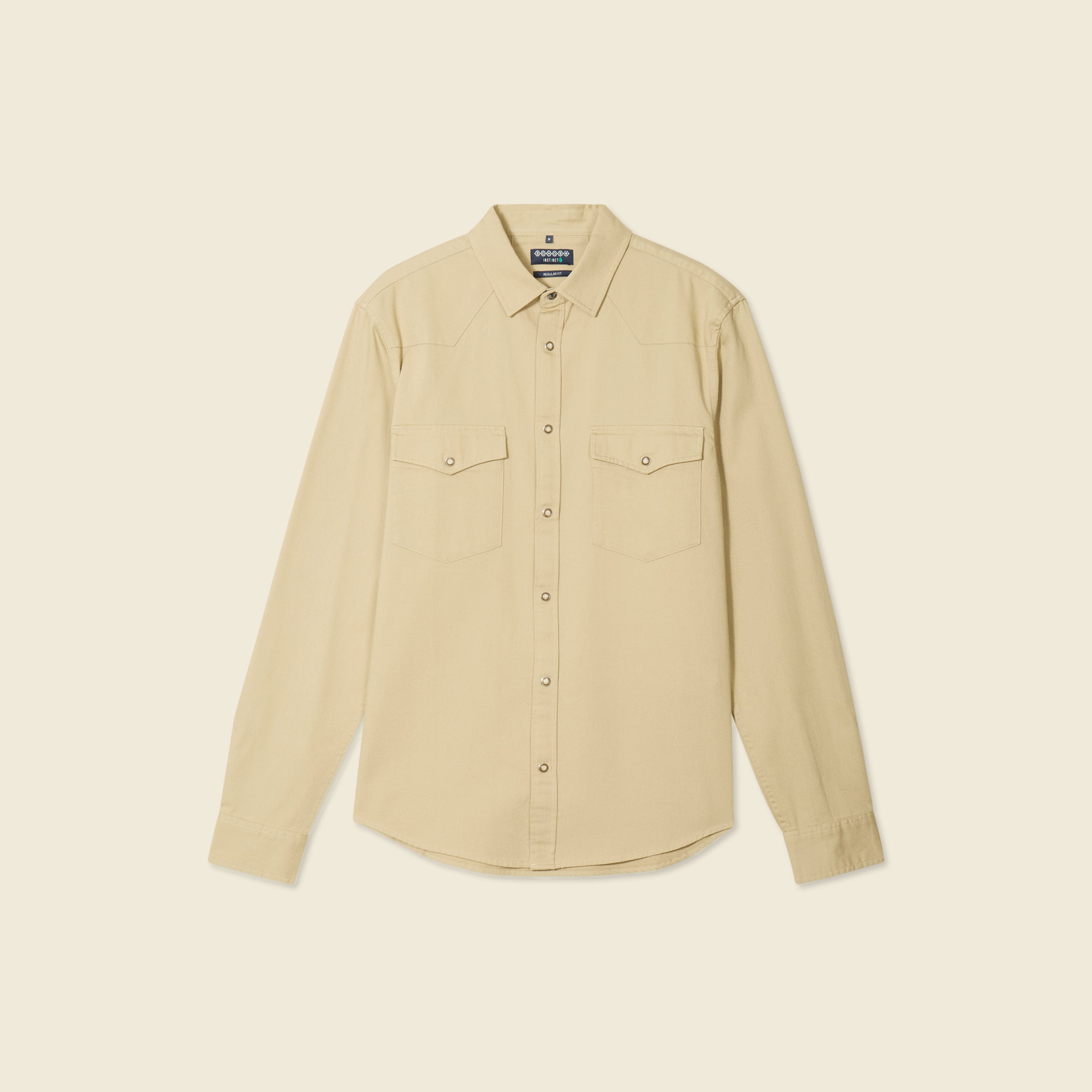 Chemise manches longues beige homme
