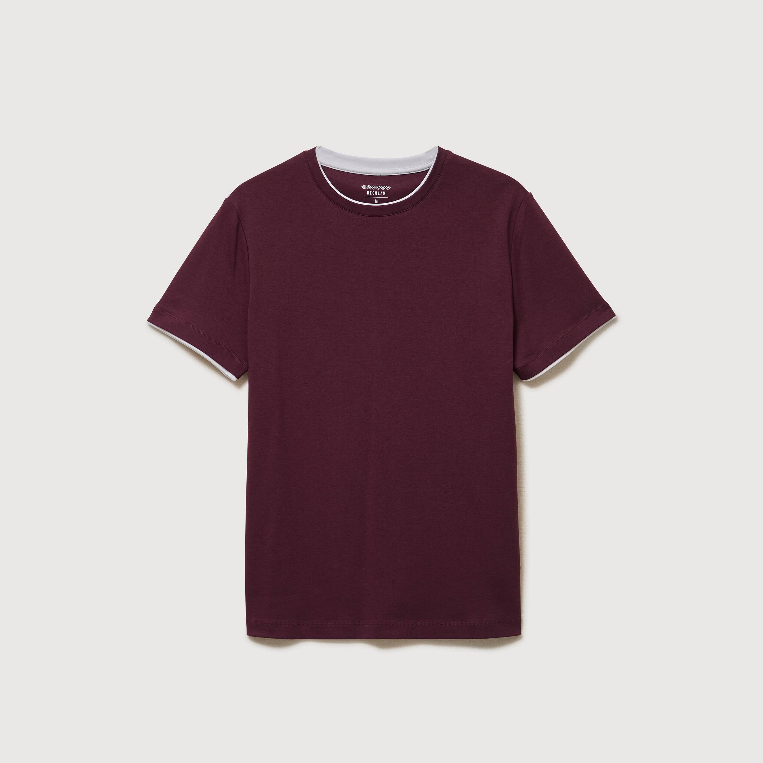 T-shirt droit col rond manches courtes prune homme