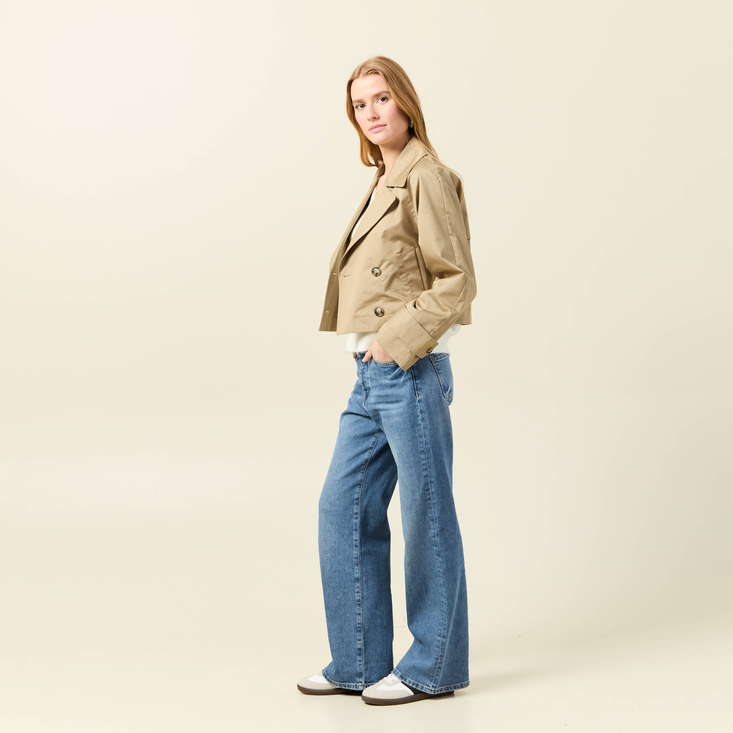 trench court fluide beige femme Trench court fluide beige femme
