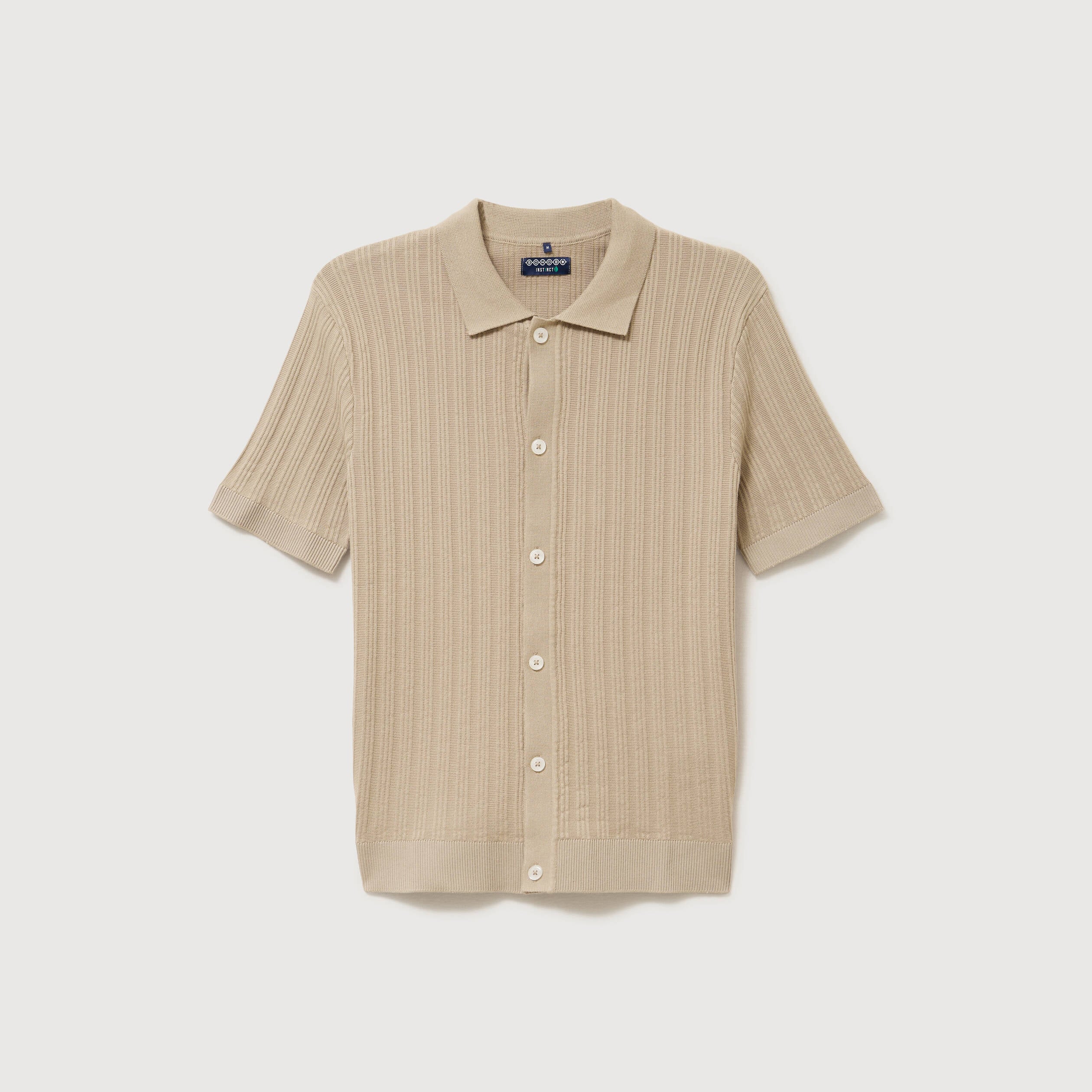 Chemise en coton manches courtes beige homme