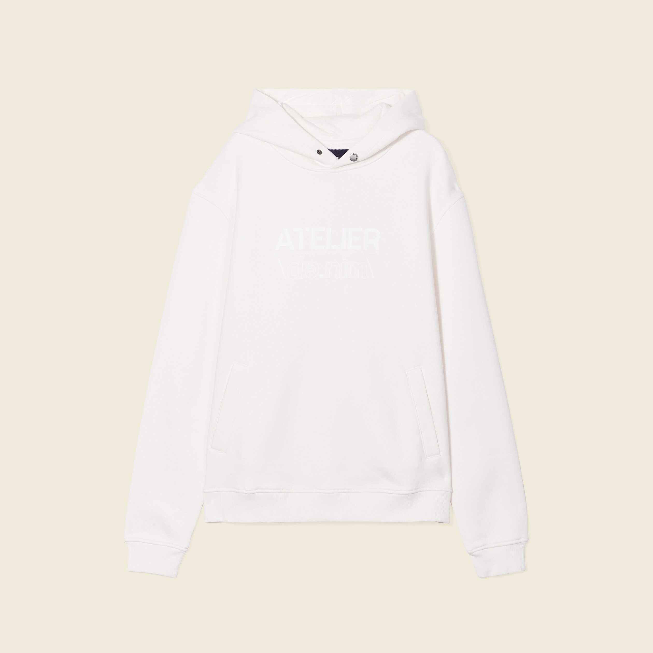 Sweat &agrave; capuche ecru homme