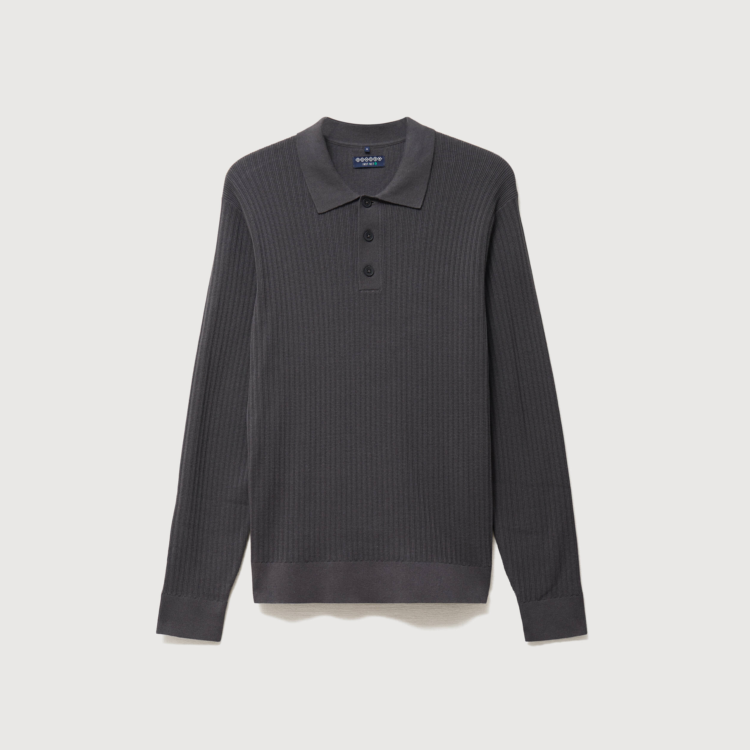 Pull manches longues en coton gris fonc&eacute; homme