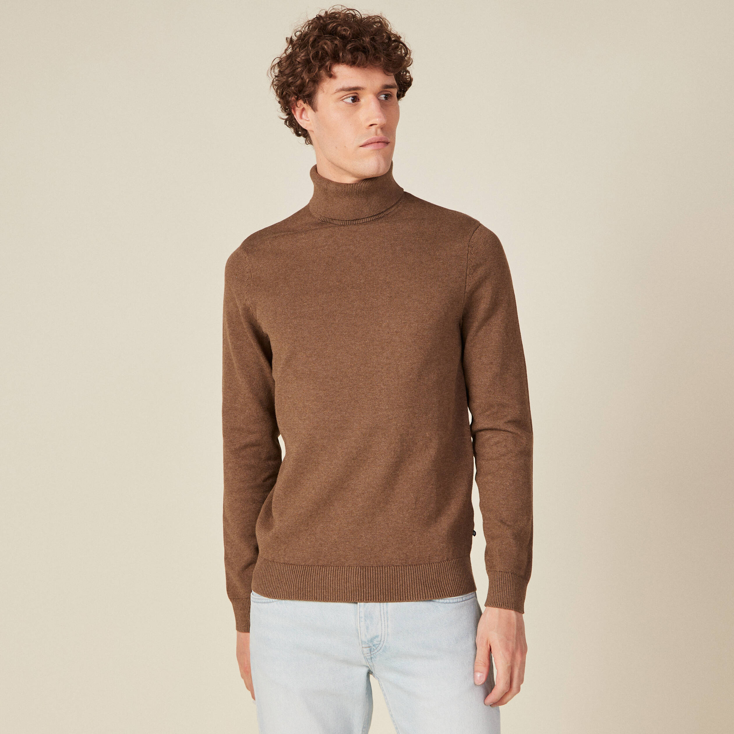 Pull manches longues marron homme Bonobo