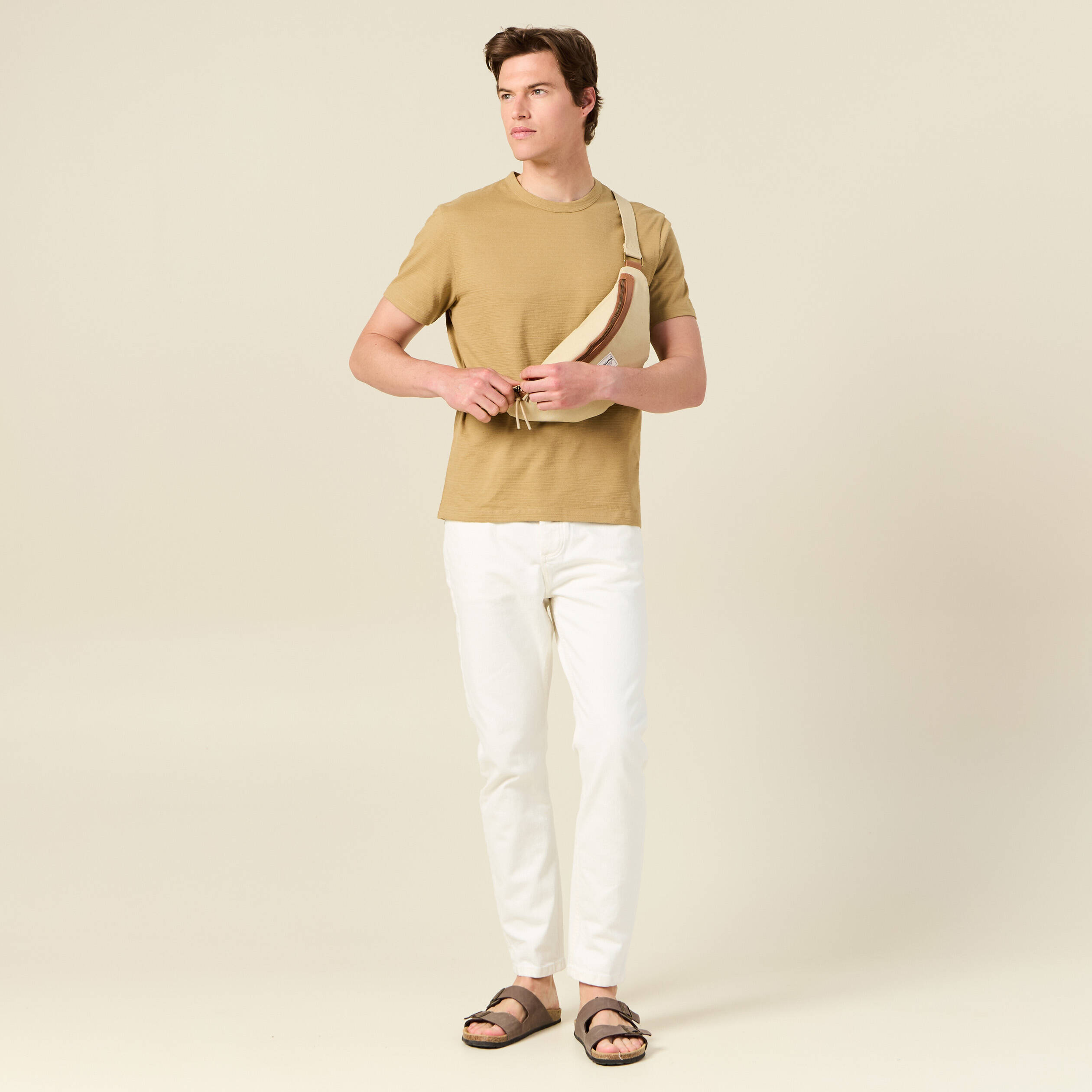 t shirt manches courtes beige homme T-shirt manches courtes beige homme