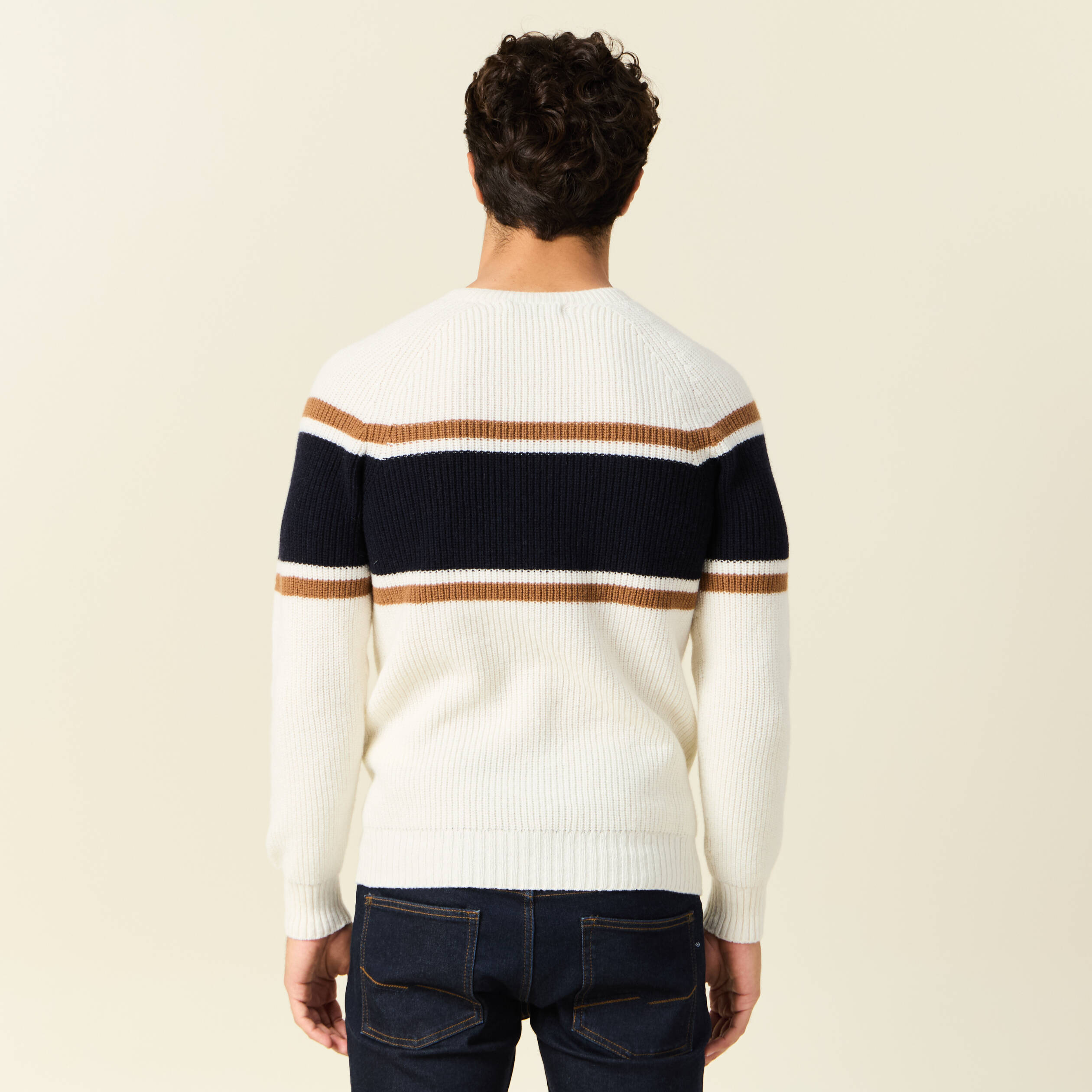 pull manches longues fabrique en france ecru homme Pull manches longues fabriqué en France ecru homme