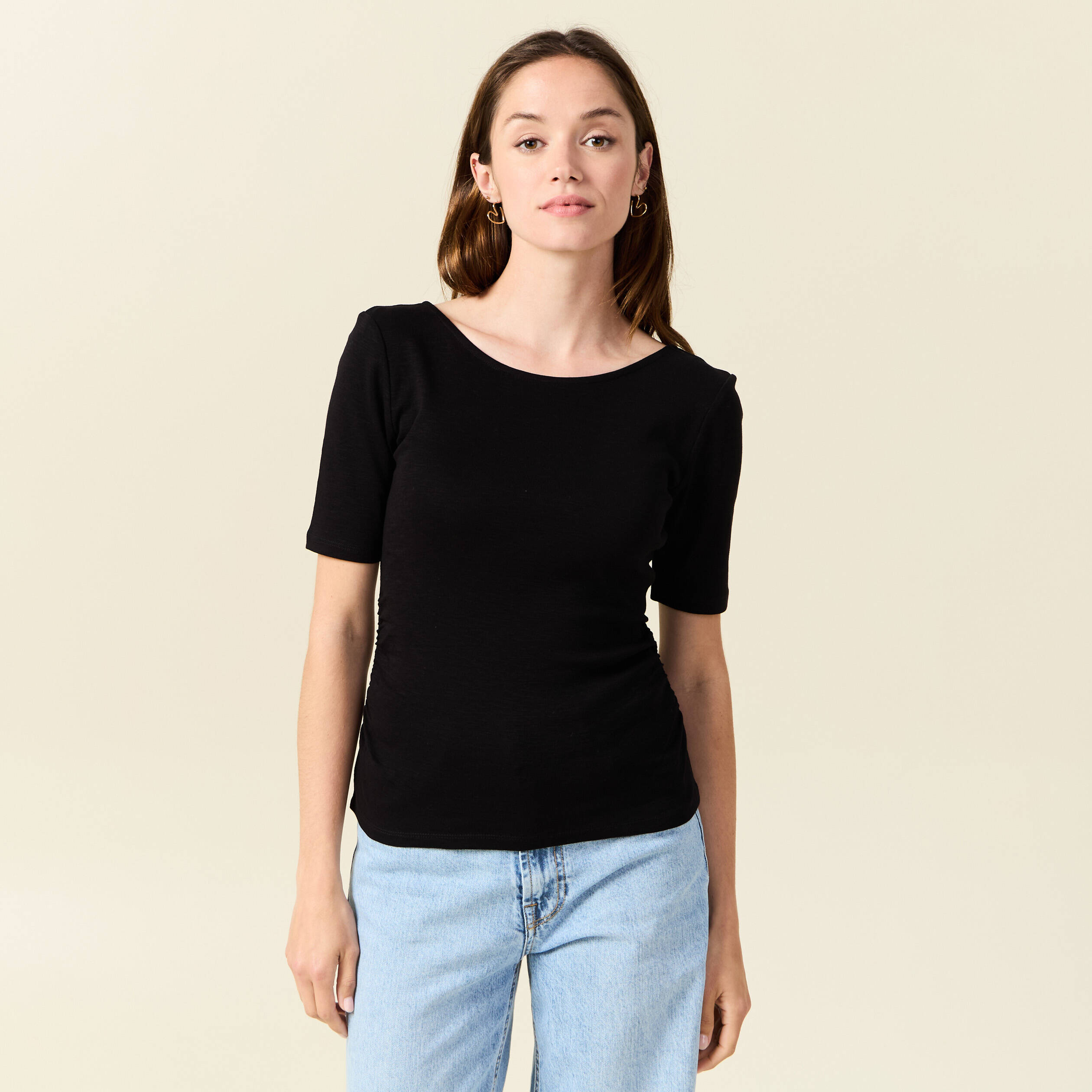 t shirt manches courtes noir femme T-shirt manches courtes noir femme