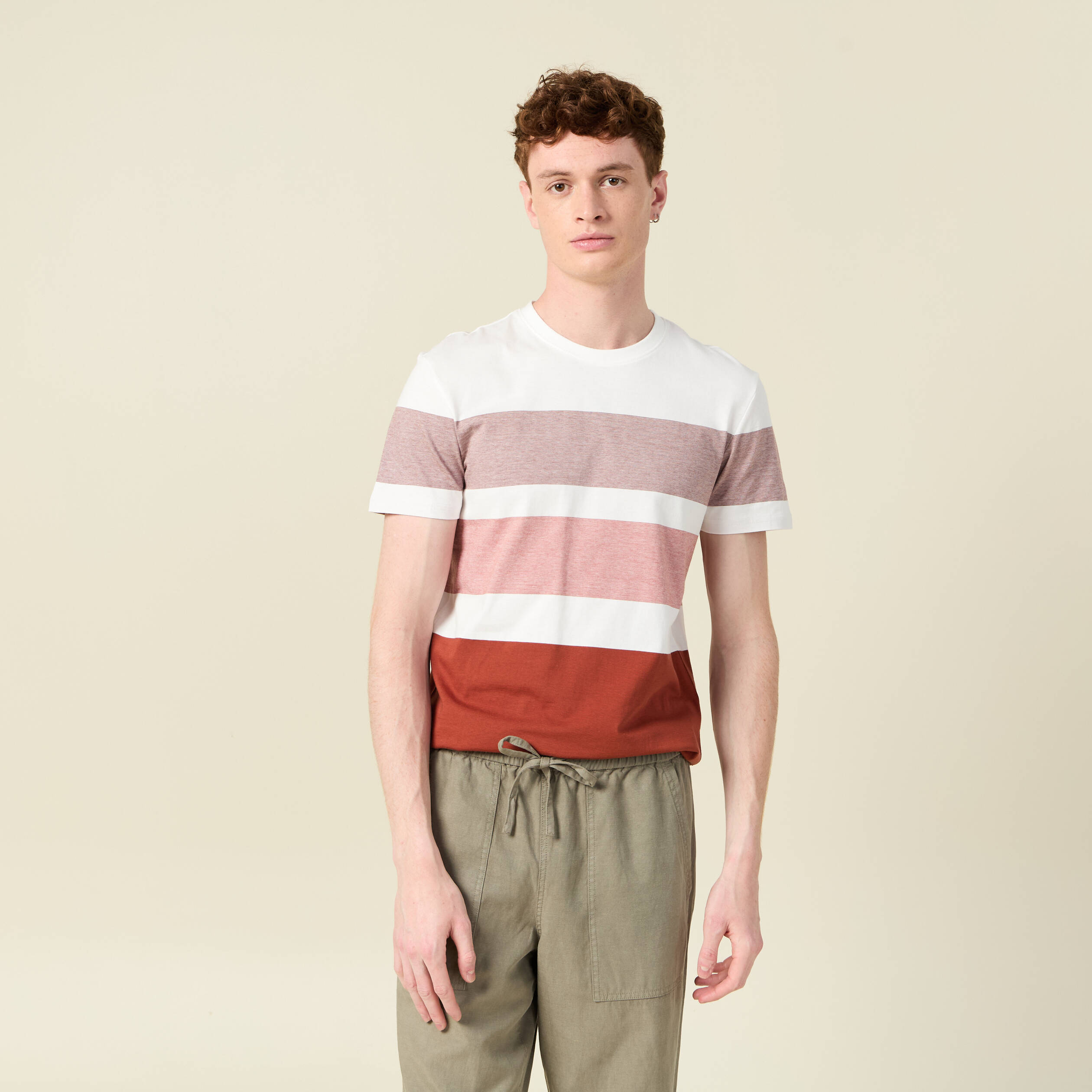 t shirt manches courtes marron cognac homme T-shirt manches courtes marron cognac homme