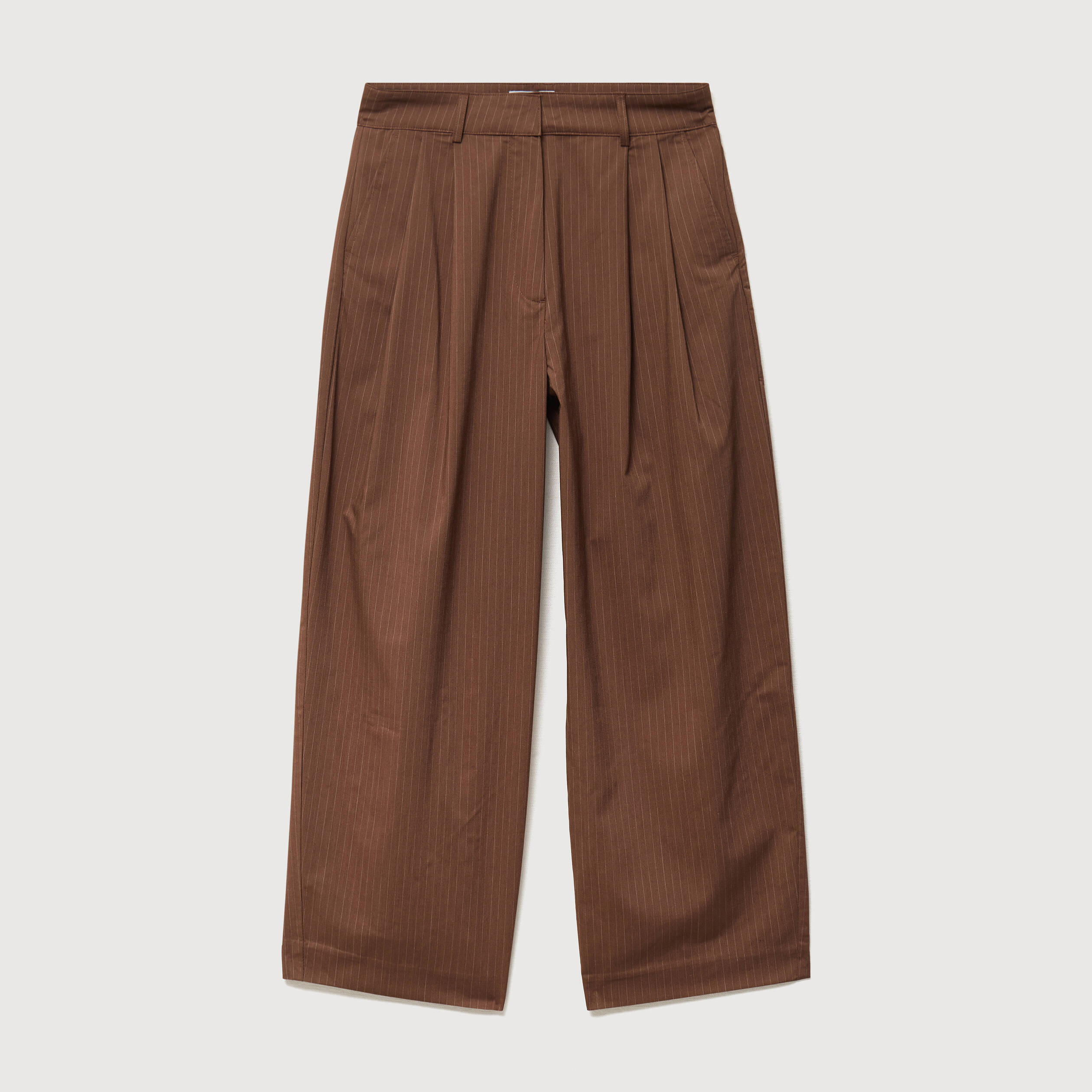Pantalon large ray&eacute; taille standard marron fonc&eacute; femme