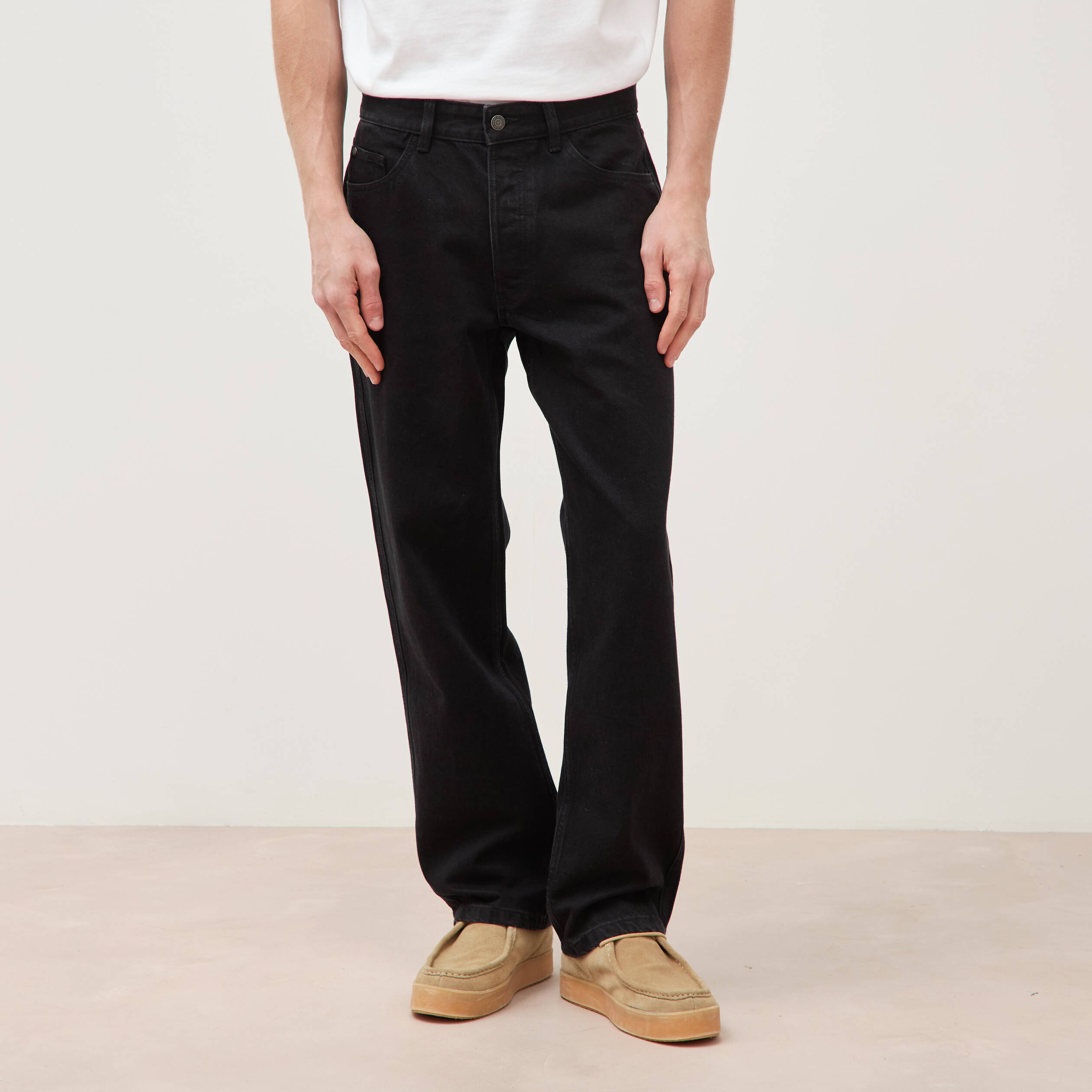 Jeans large relaxed denim noir homme