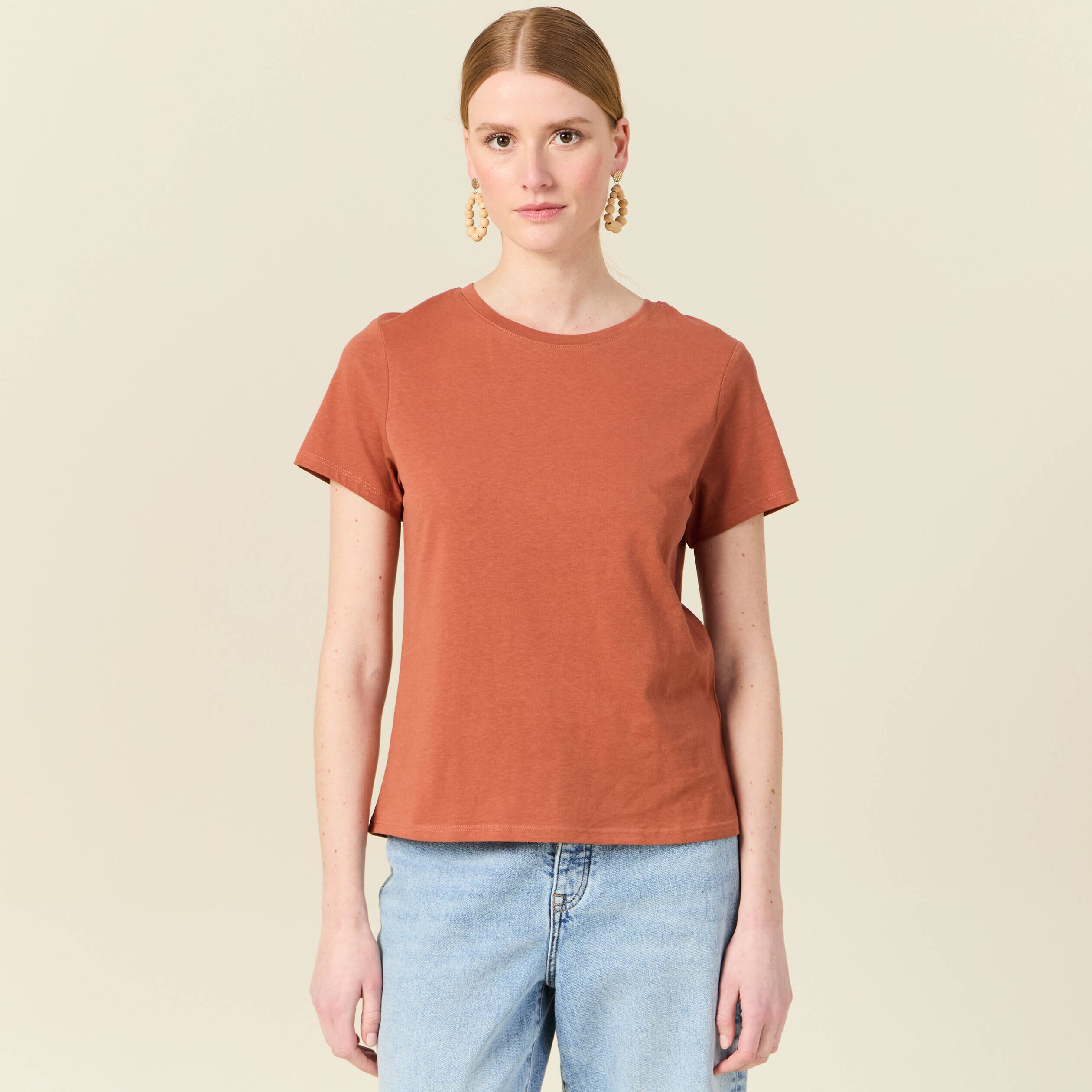 t shirt manches courtes orange femme T-shirt manches courtes orange femme
