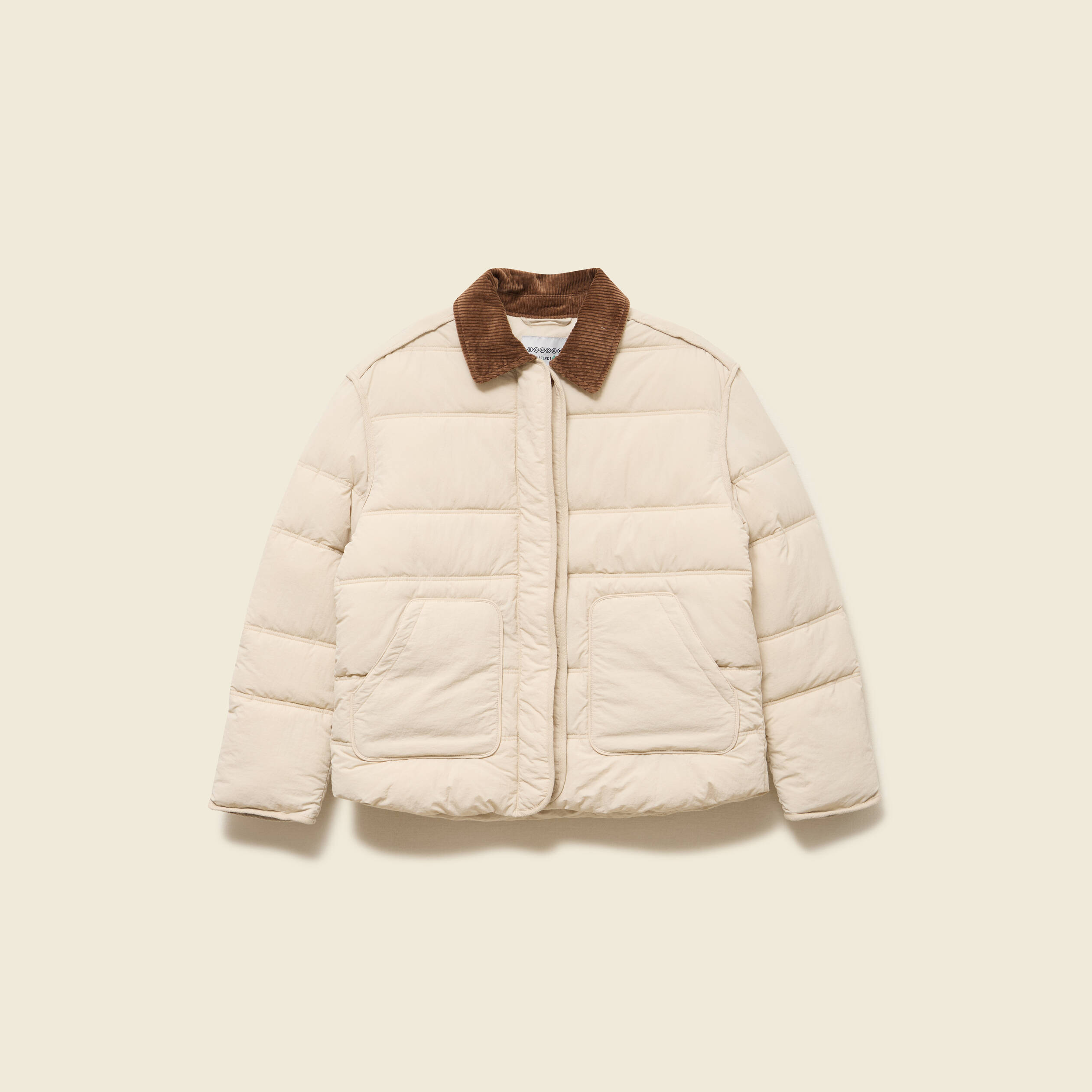 Doudoune droite courte creme femme