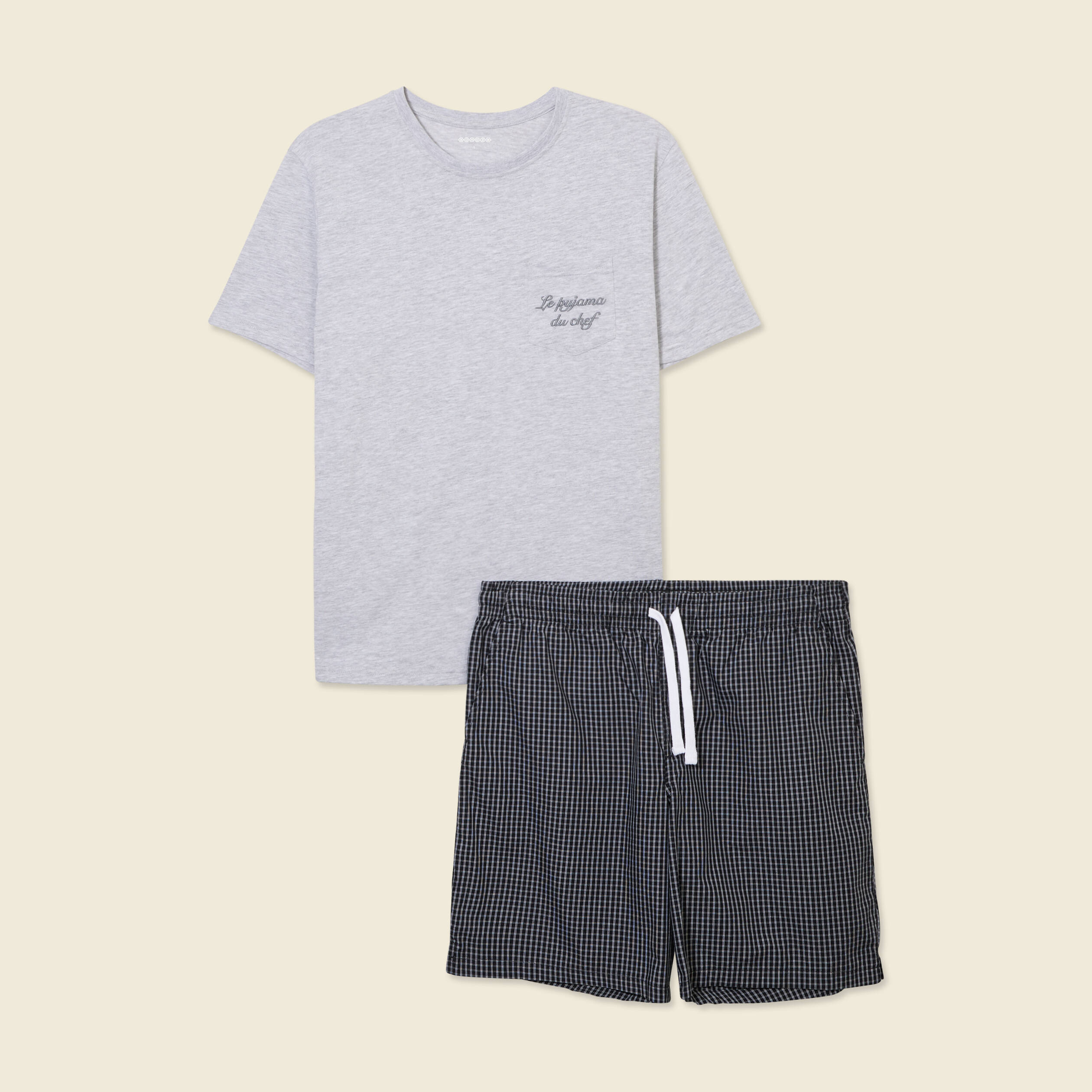 Ensemble pyjama 2 pi&egrave;ces gris clair homme