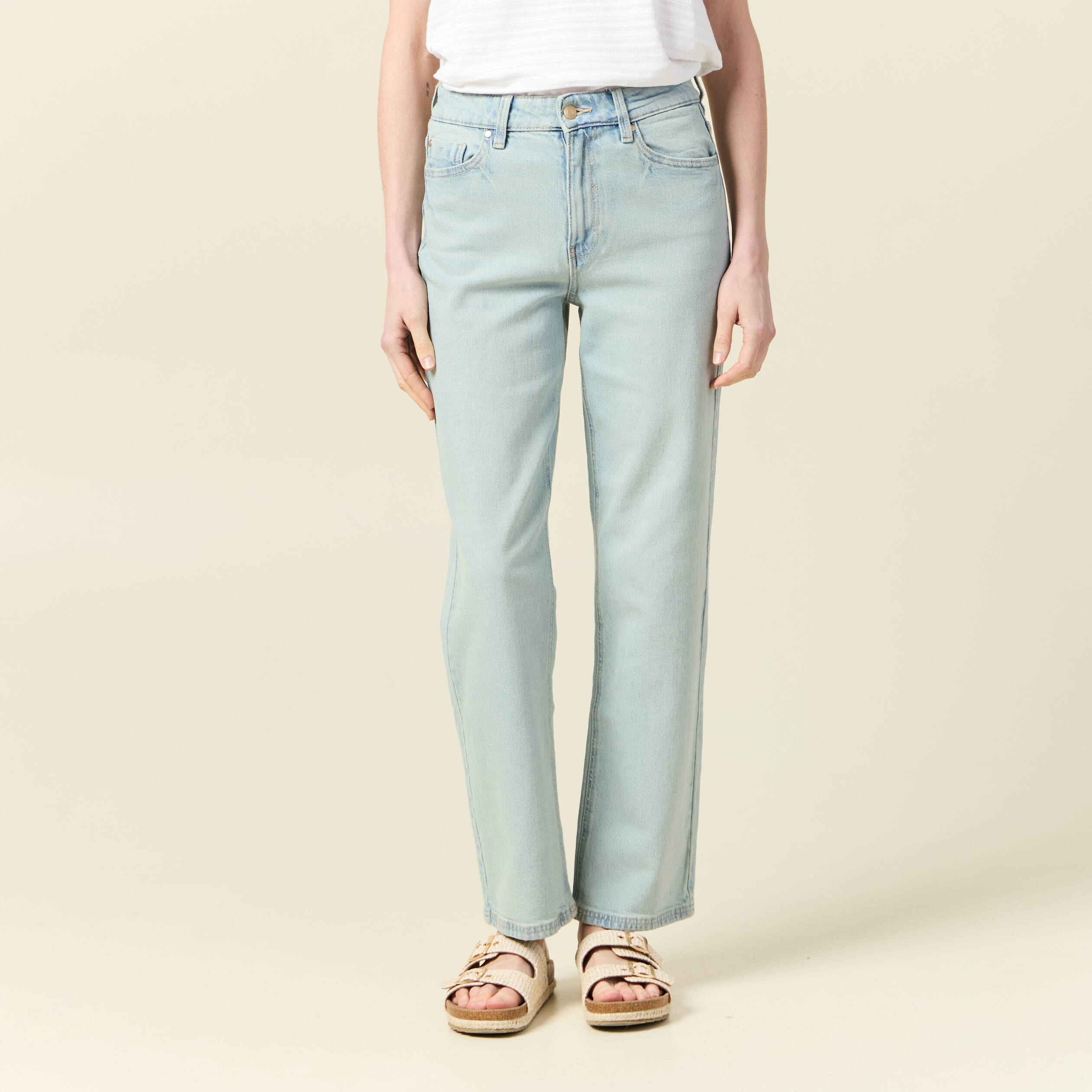 jeans droit 78eme denim baby bleu femme Jeans droit 7/8ème denim baby bleu femme