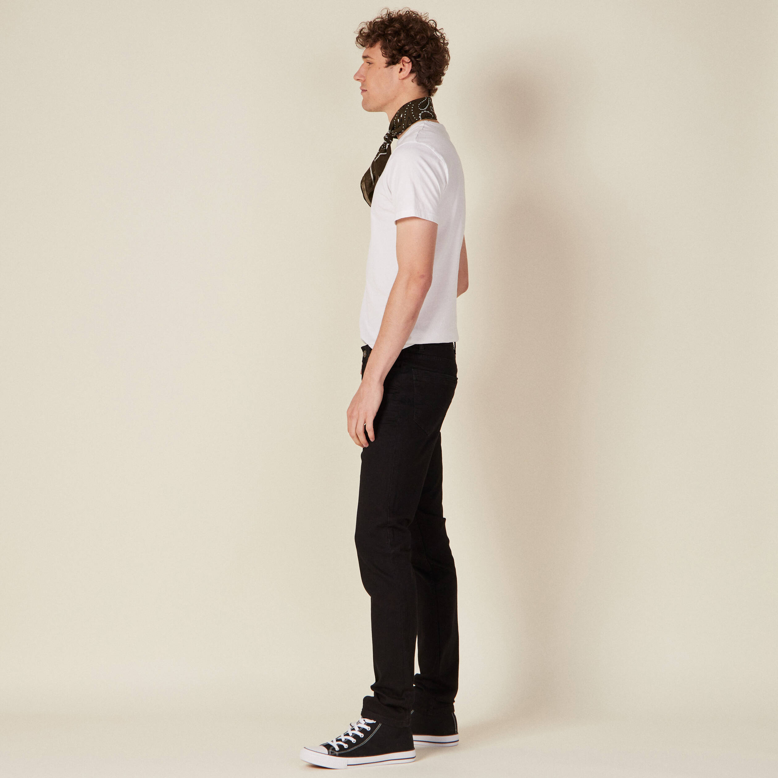Jeans slim stretch longueur 34 denim noir homme