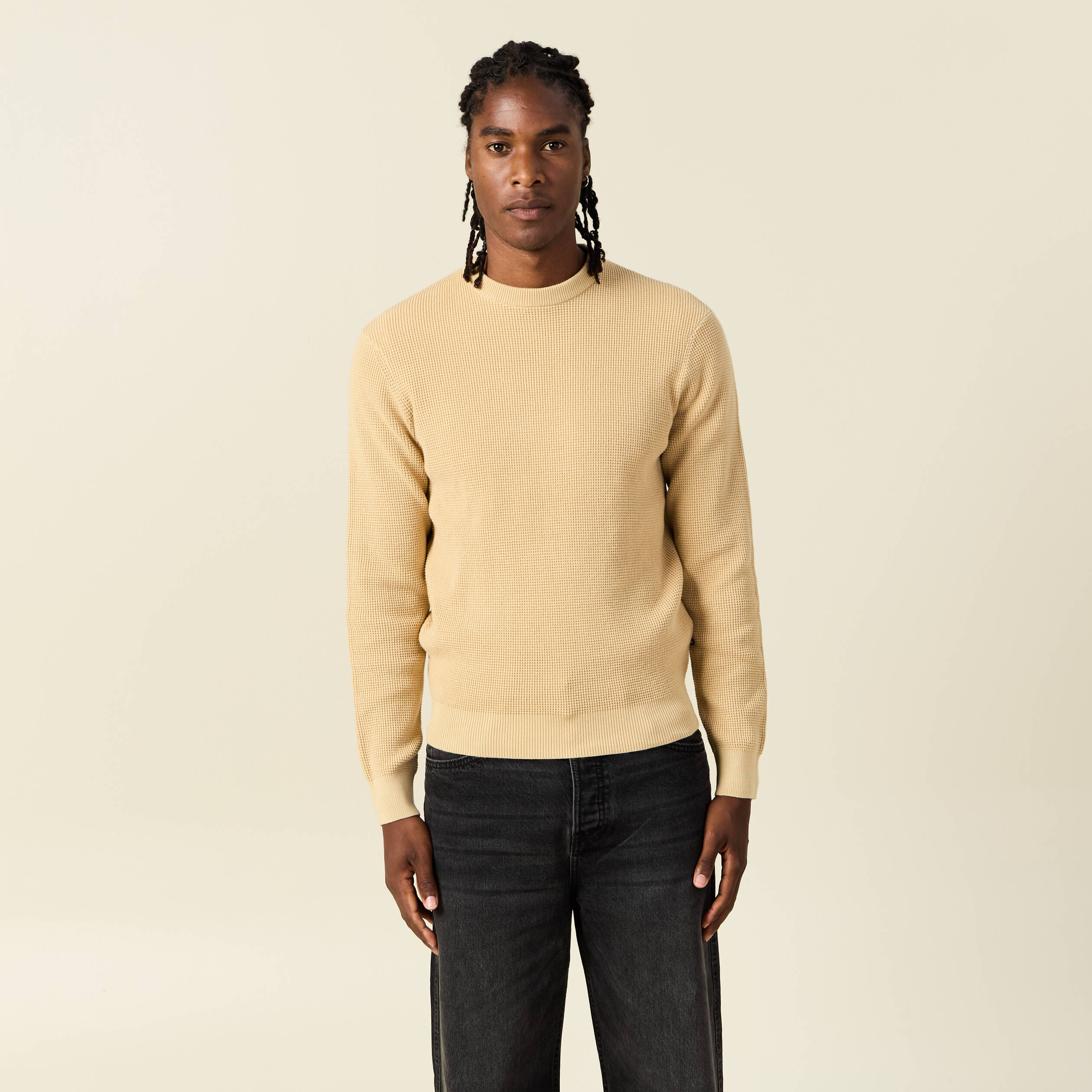 pull manches longues col rond beige homme Pull manches longues col rond beige homme