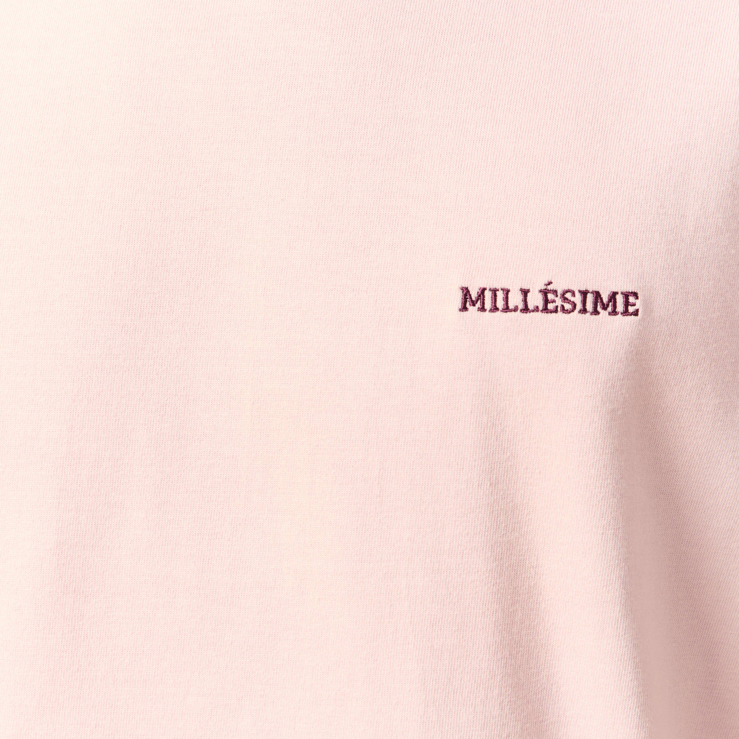 T-shirt col rond manches courtes brod&eacute; rose pastel homme
