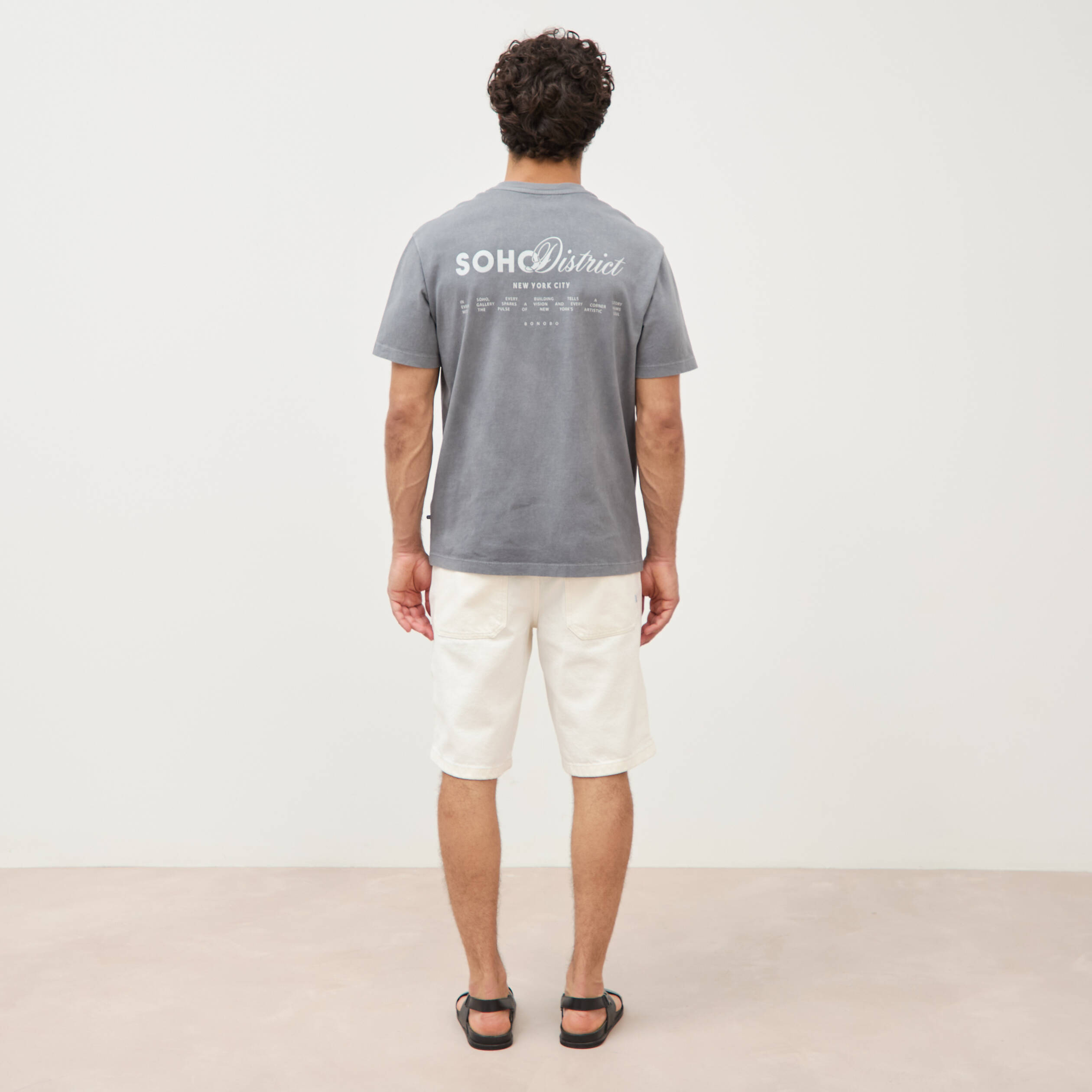 T-shirt en coton manches courtes gris homme
