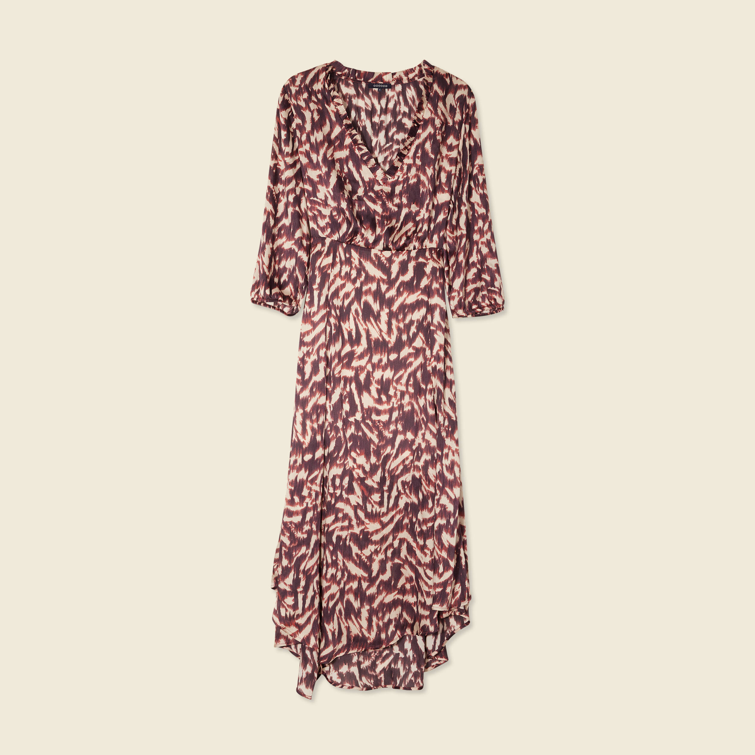 robe longue evasee fluide marron femme Robe longue évasée fluide marron femme