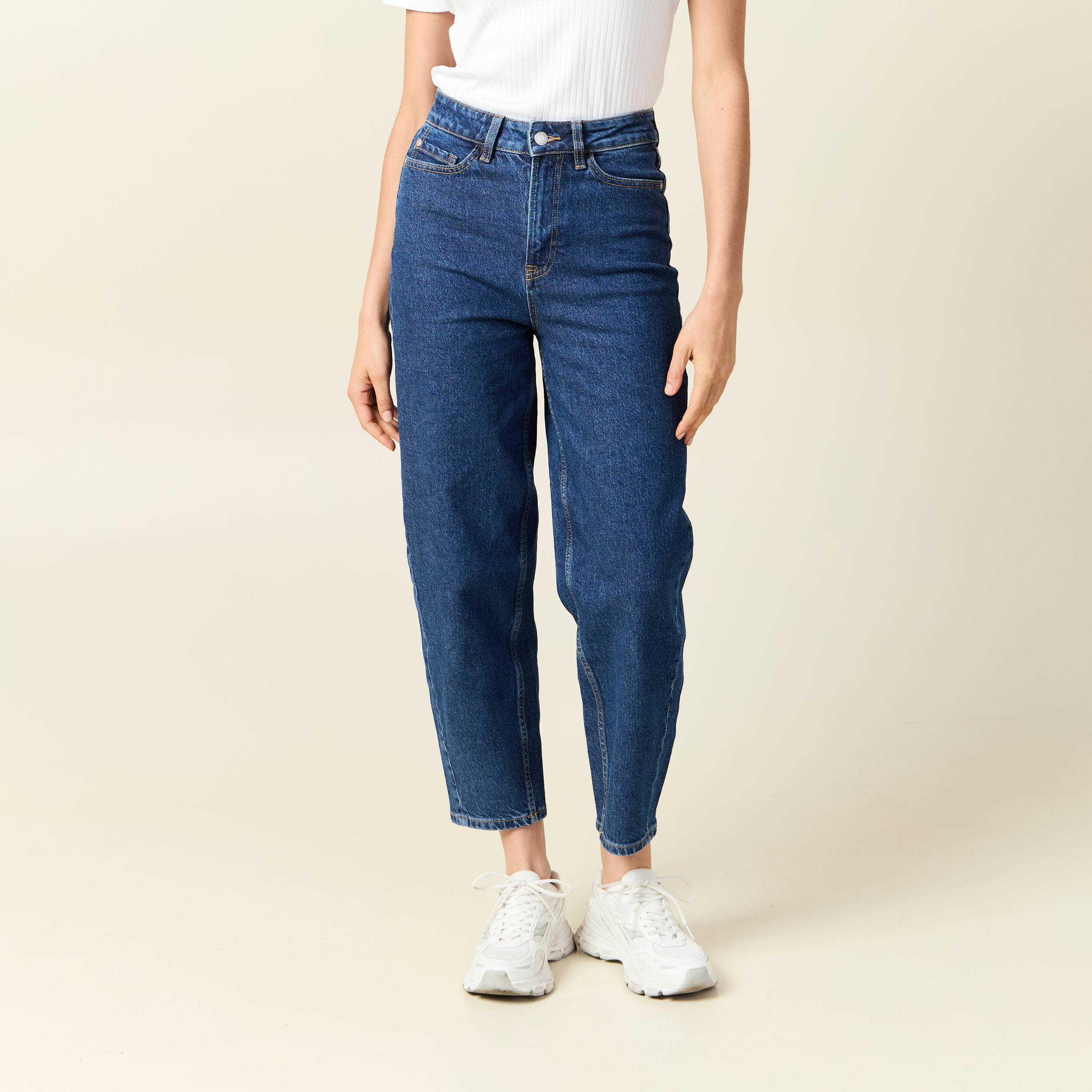 jeans barrel slouchy taille haute 78eme denim brut femme Jeans barrel slouchy taille haute 7/8ème denim brut femme