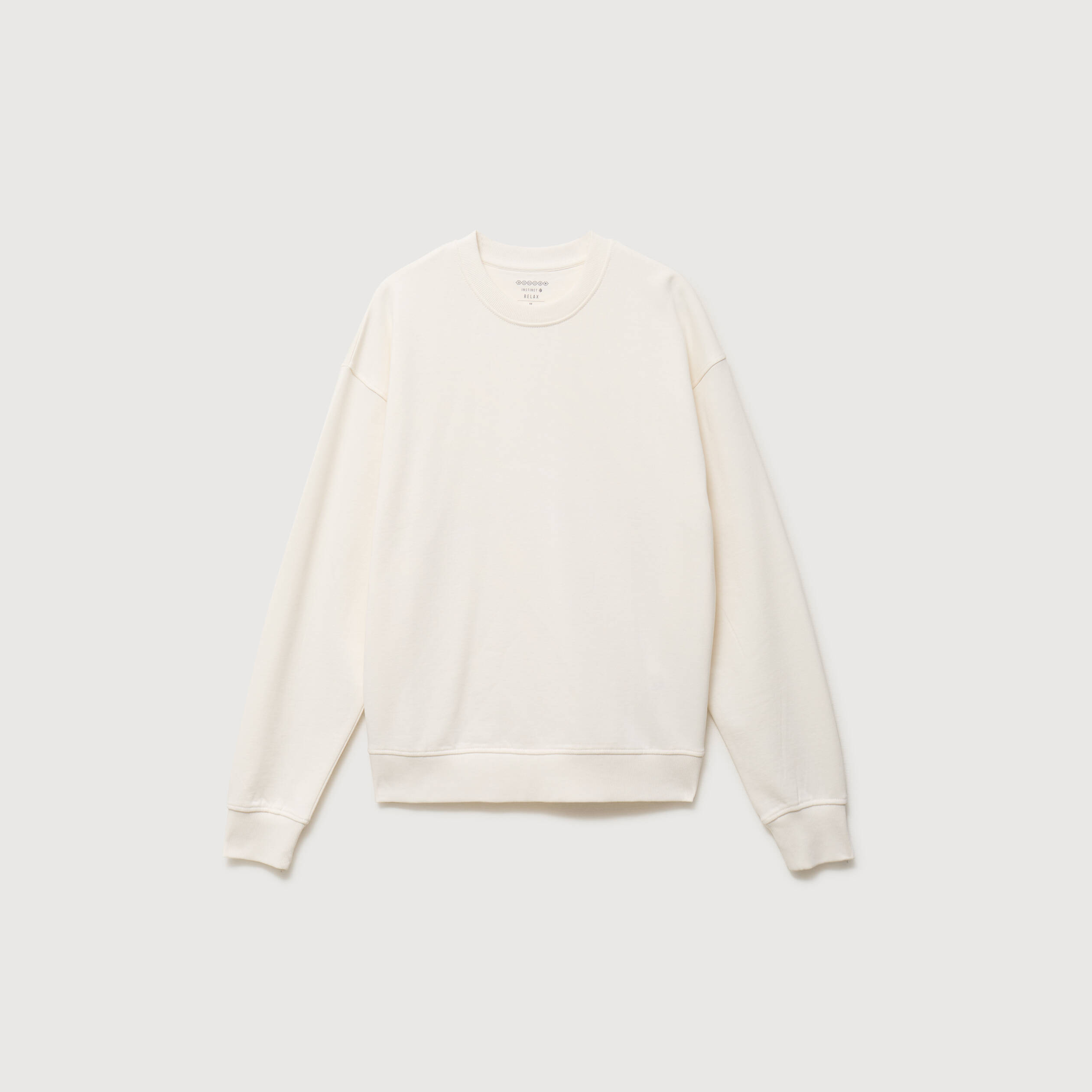 Sweat col rond manches longues en coton ecru homme