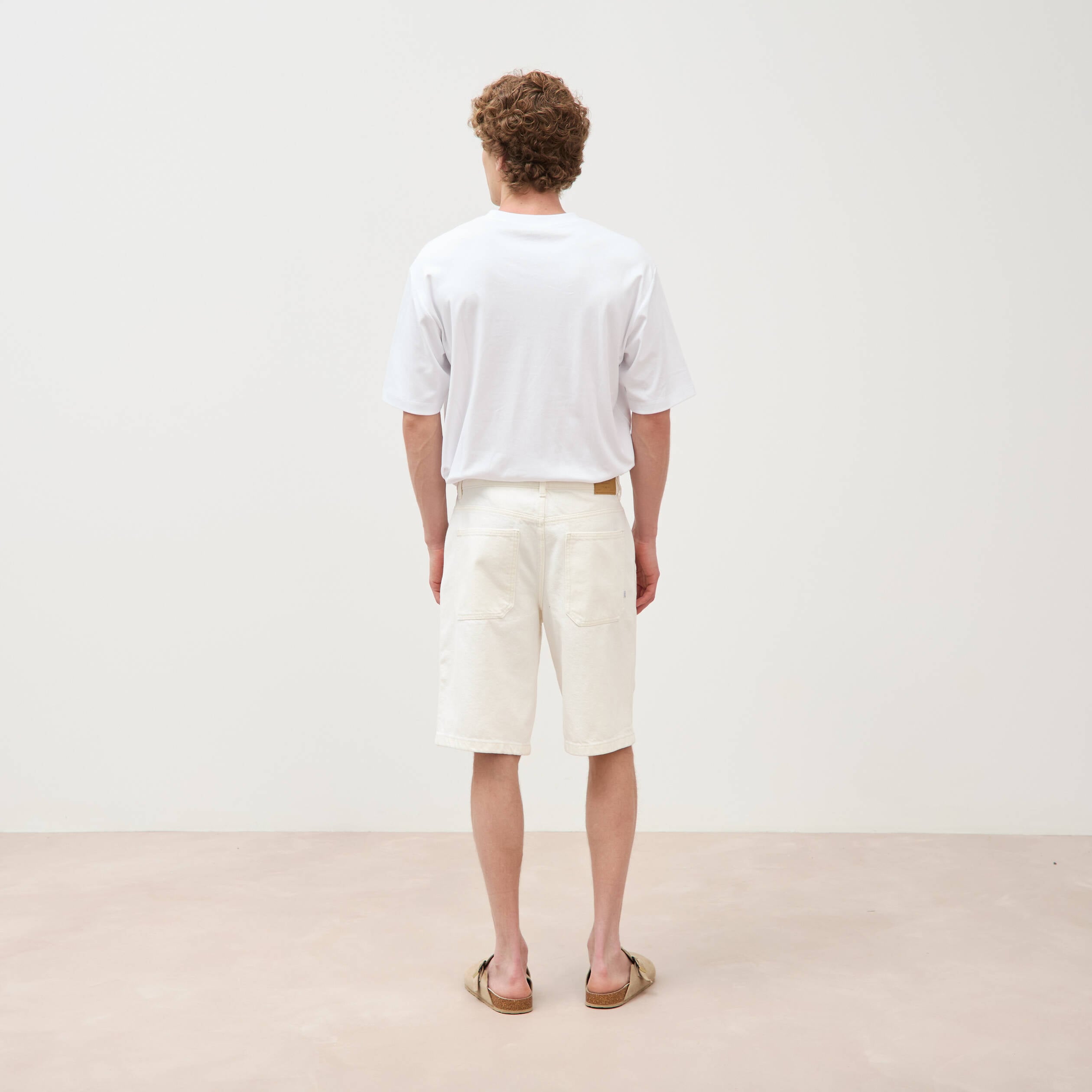 Bermuda en jean coton denim blanc homme