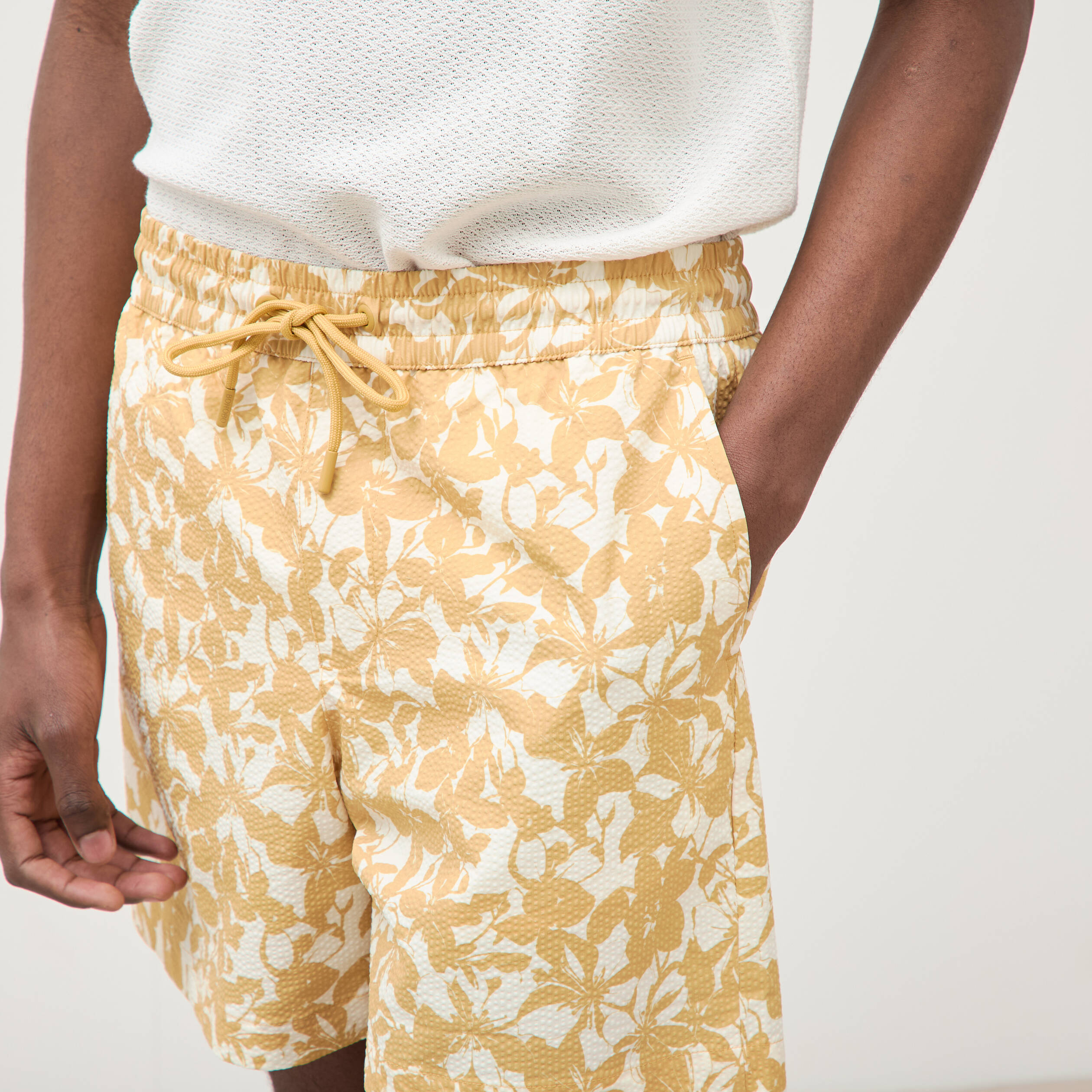 Maillot de bain doubl&eacute; jaune moutarde homme