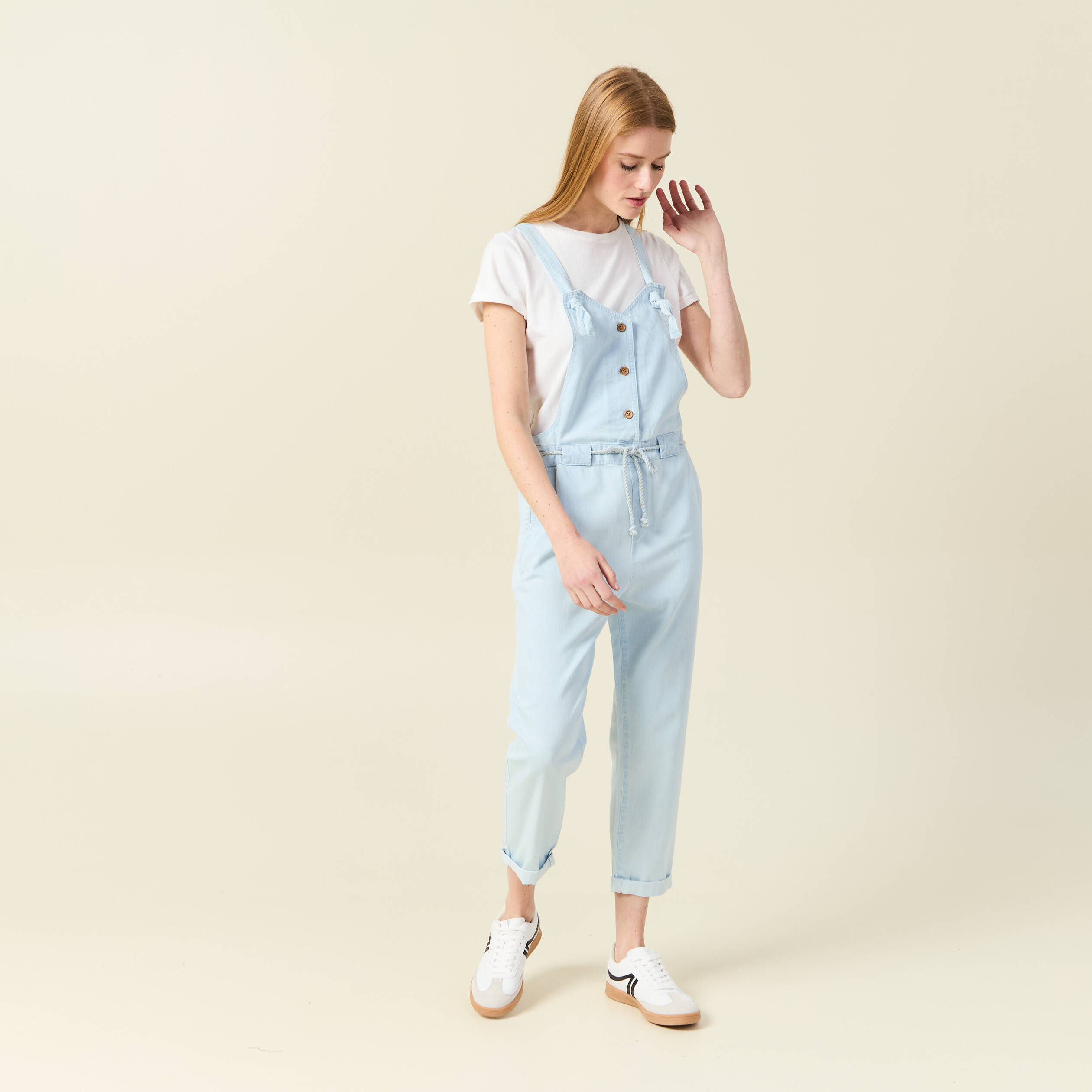 salopette en denim denim bleach femme Salopette en denim denim bleach femme