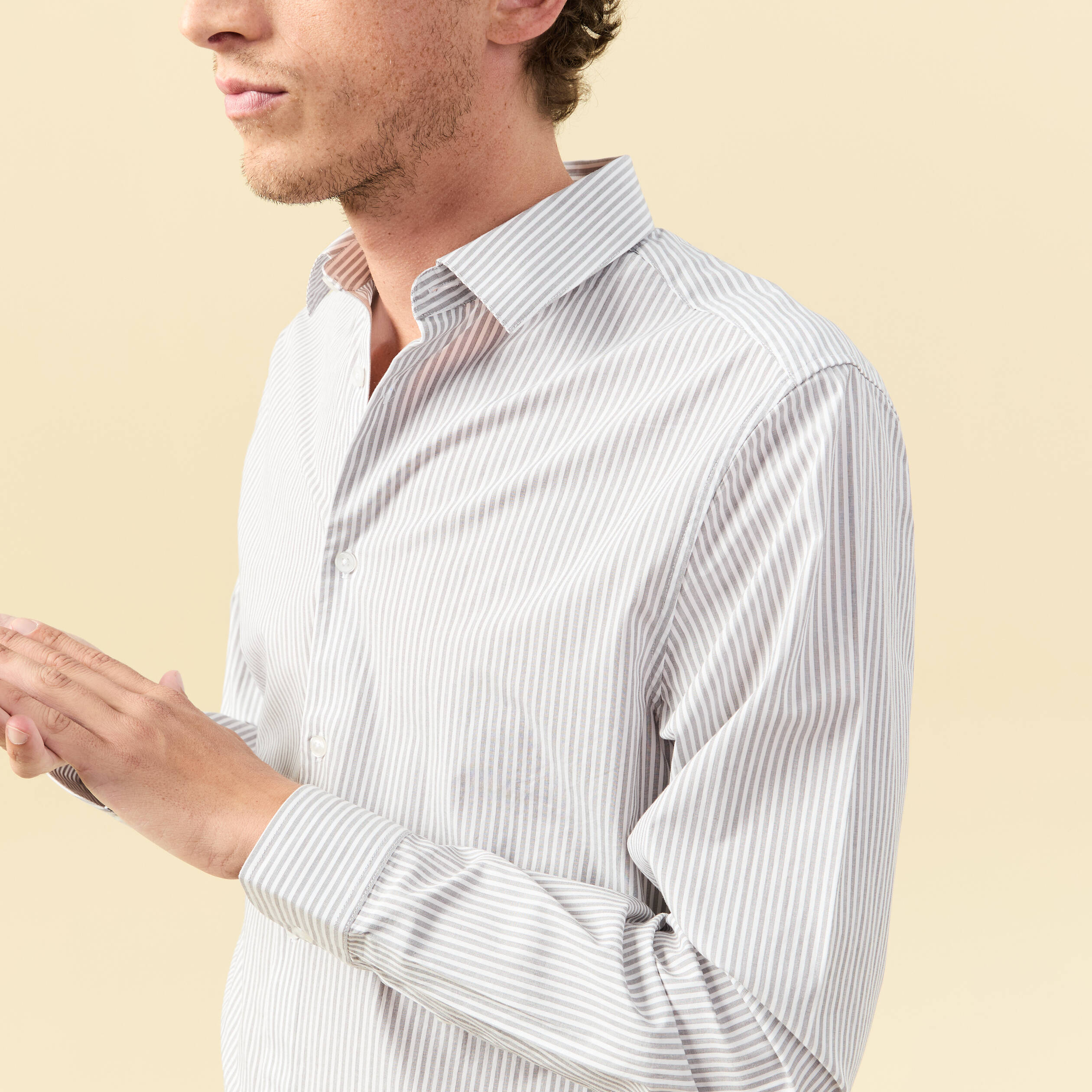 Chemise manches longues gris fonc&eacute; homme
