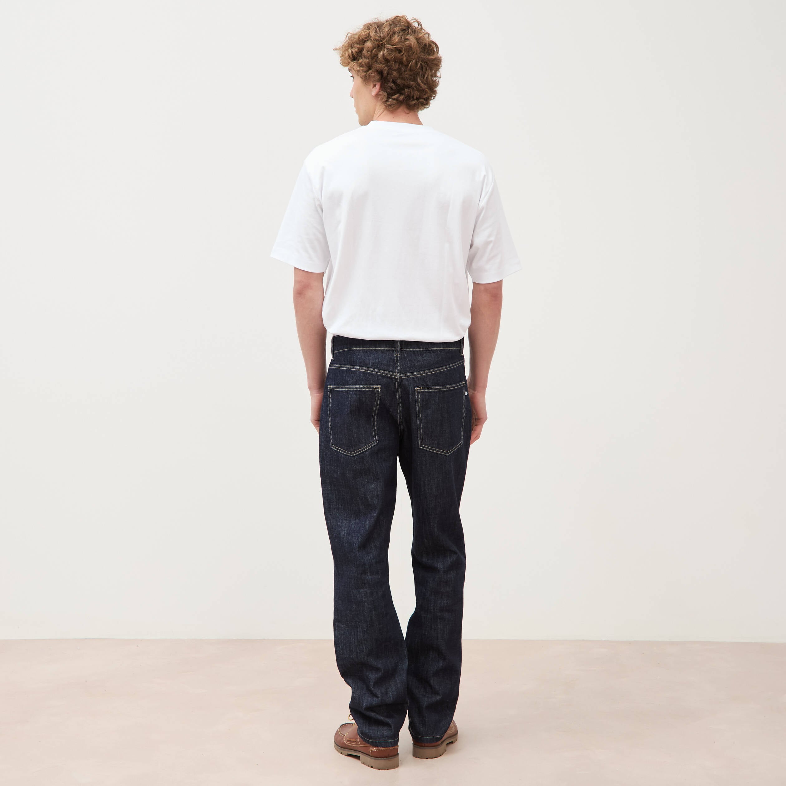Jeans straight en coton longueur 32 denim brut rinse homme