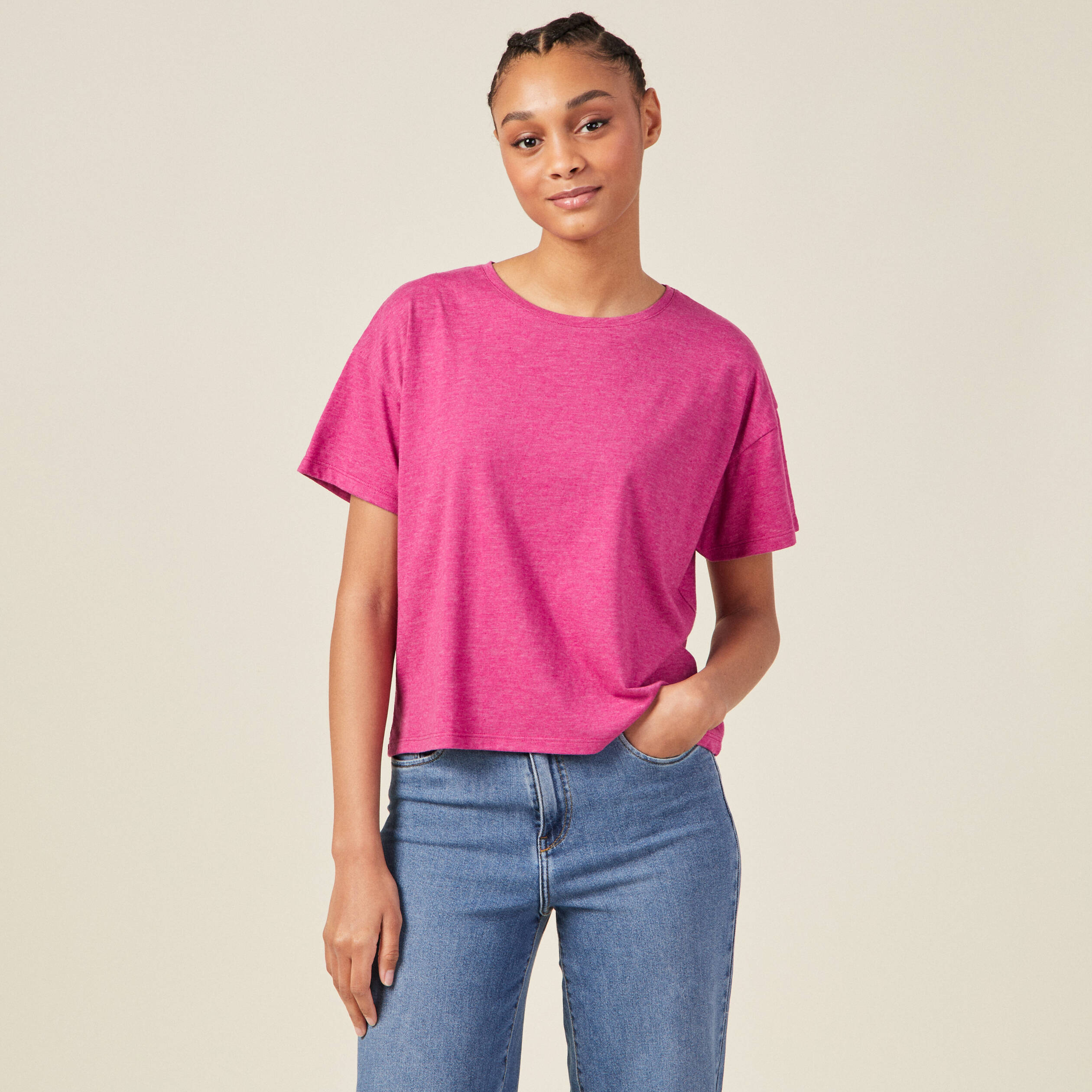 t shirt manches courtes violet clair femme T-shirt manches courtes violet clair femme