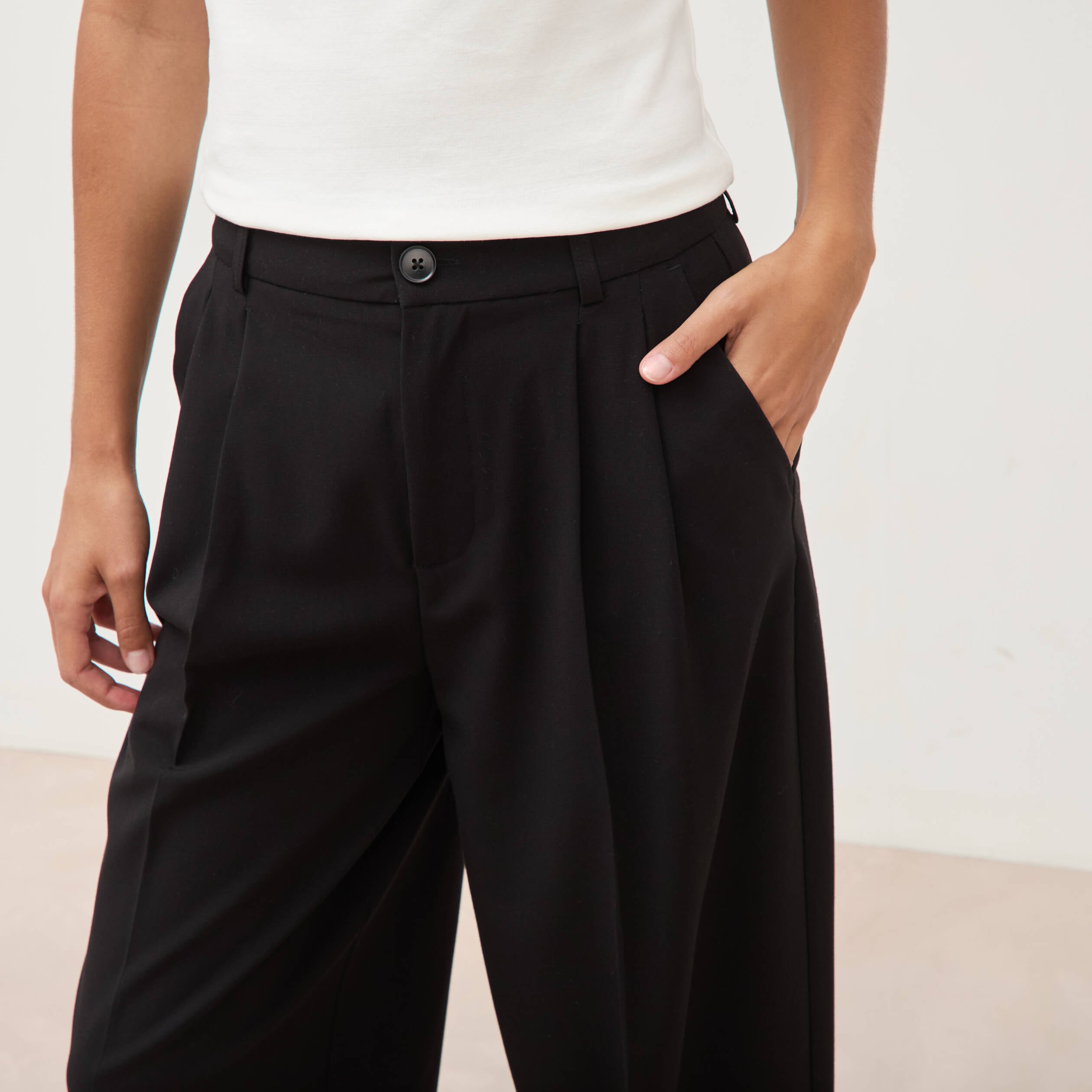 Pantalon barrel noir femme