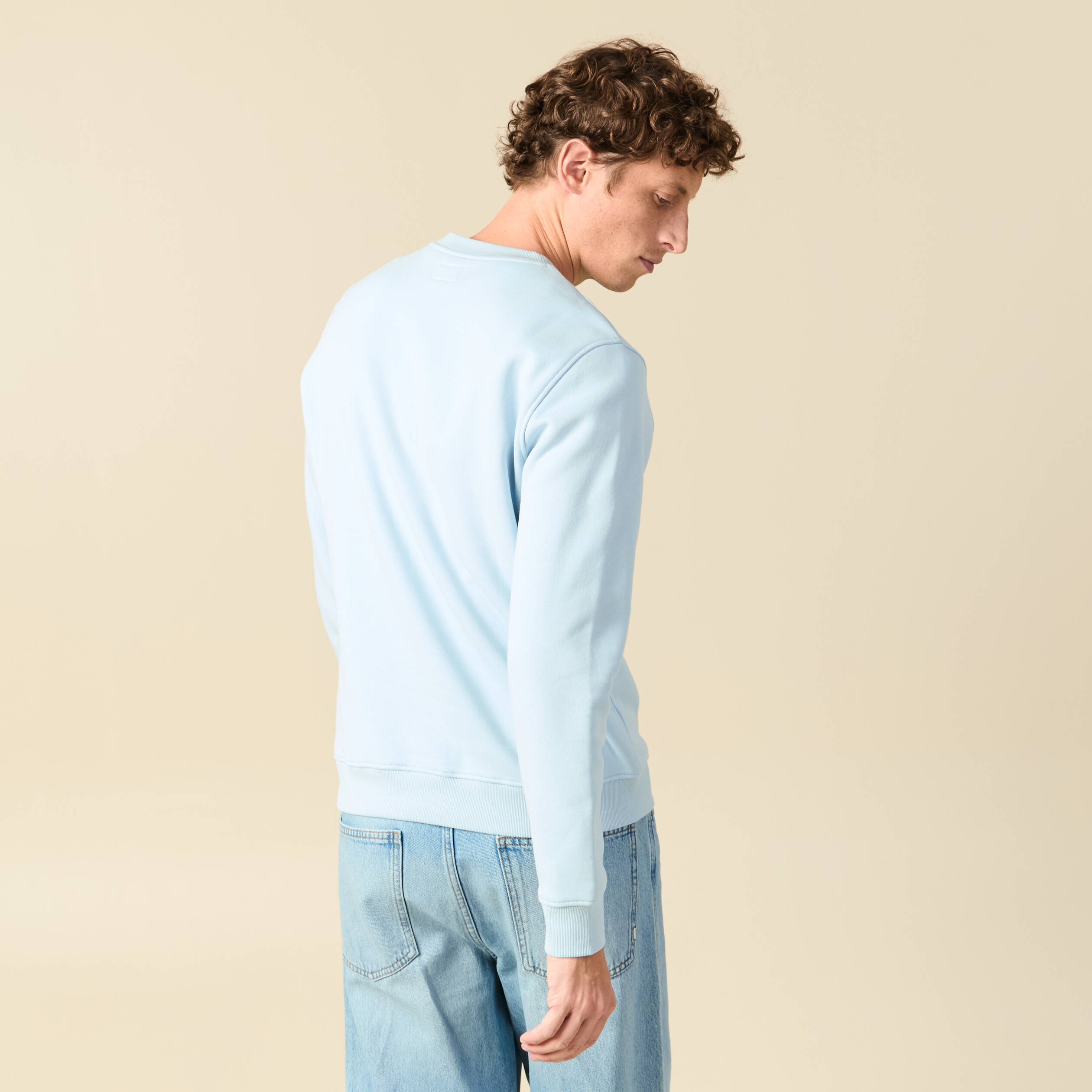 Sweat manches longues avec broderie bleu ciel homme