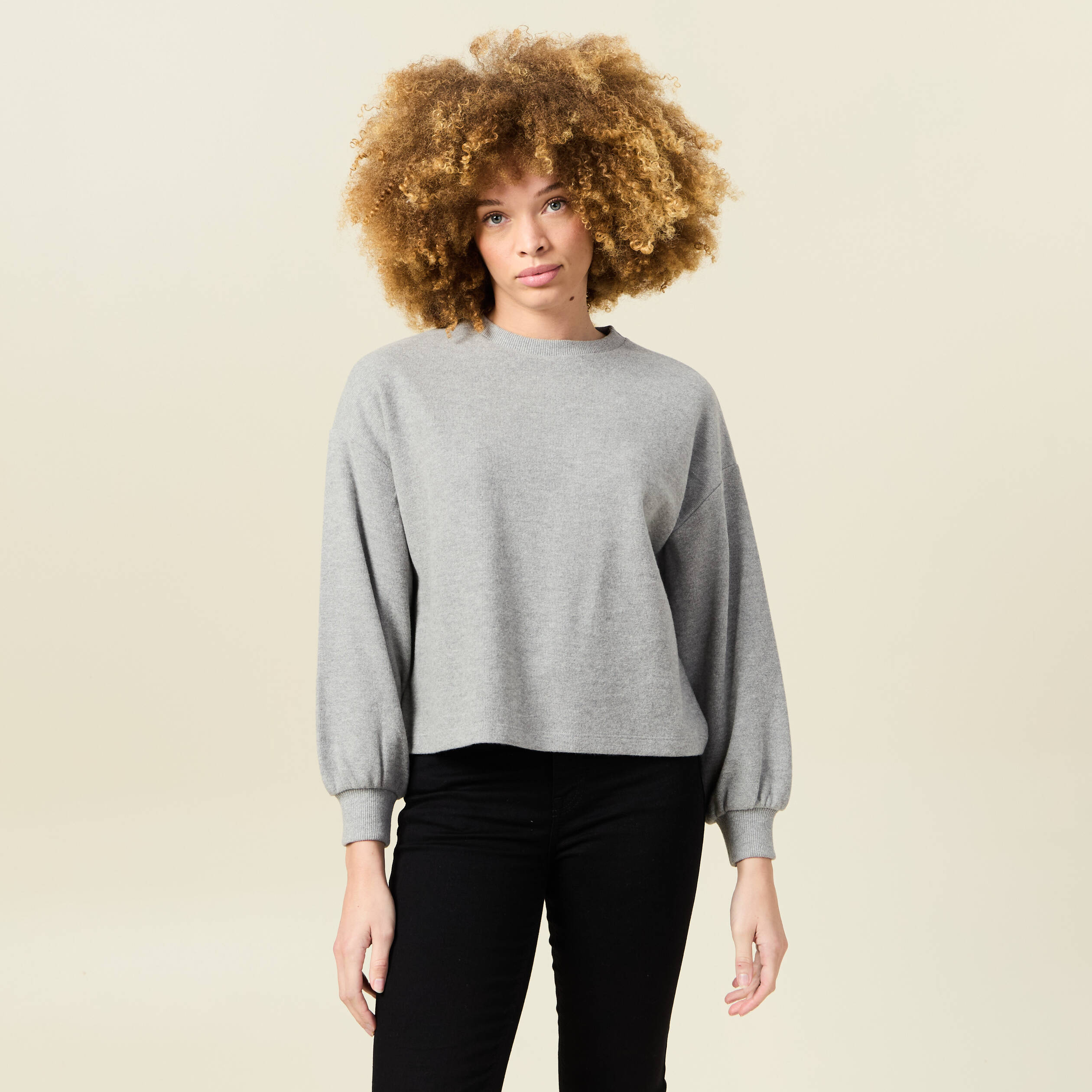 sweat manches longues oversize gris femme Sweat manches longues oversize gris femme