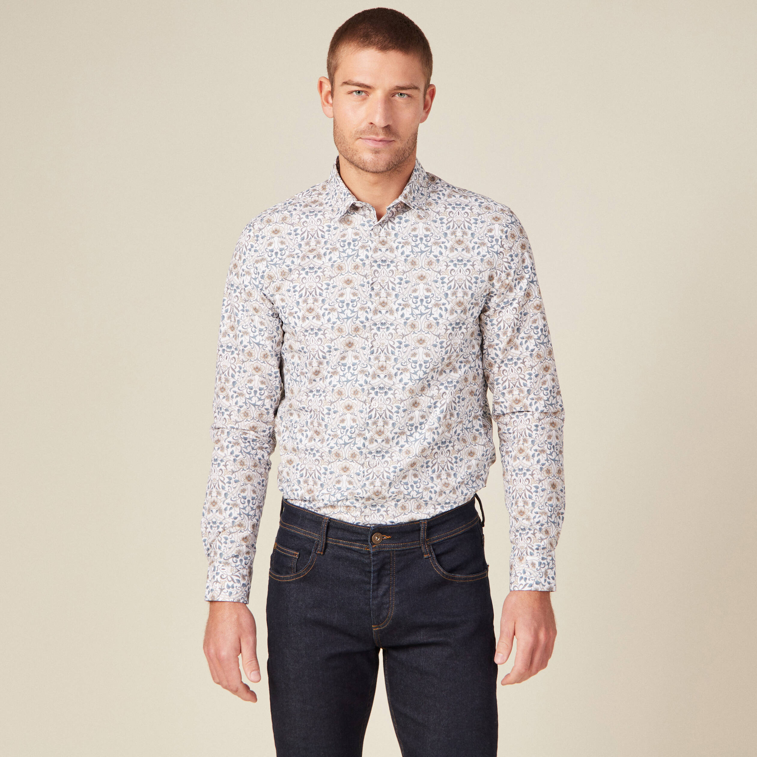 chemise a manches longues blanc homme Chemise à manches longues blanc homme