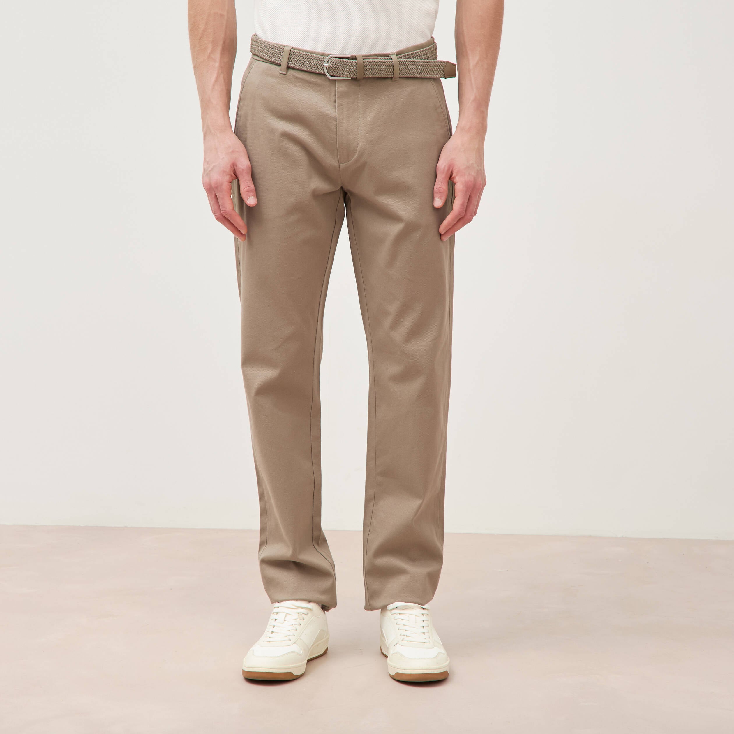Pantalon straight longueur 32 ceinture taupe homme