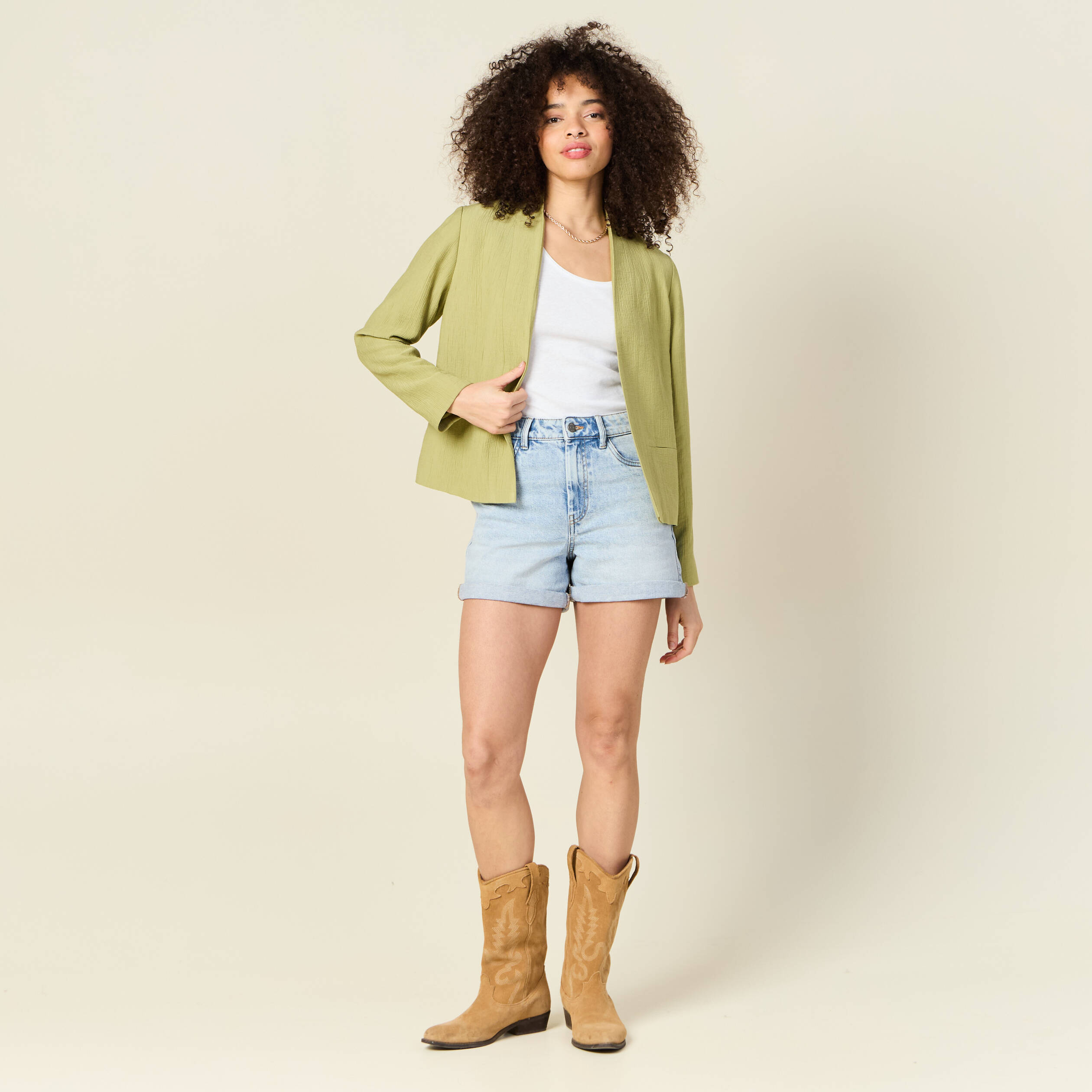 veste esprit blazer fluide vert olive femme Veste esprit blazer fluide vert olive femme
