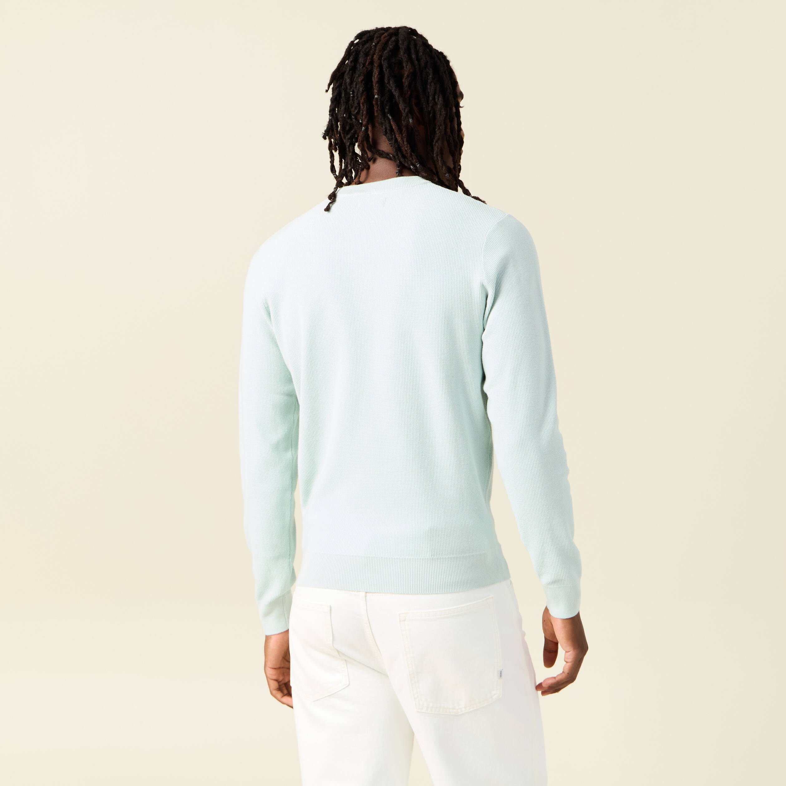 Pull fin col rond manches longues bleu clair homme
