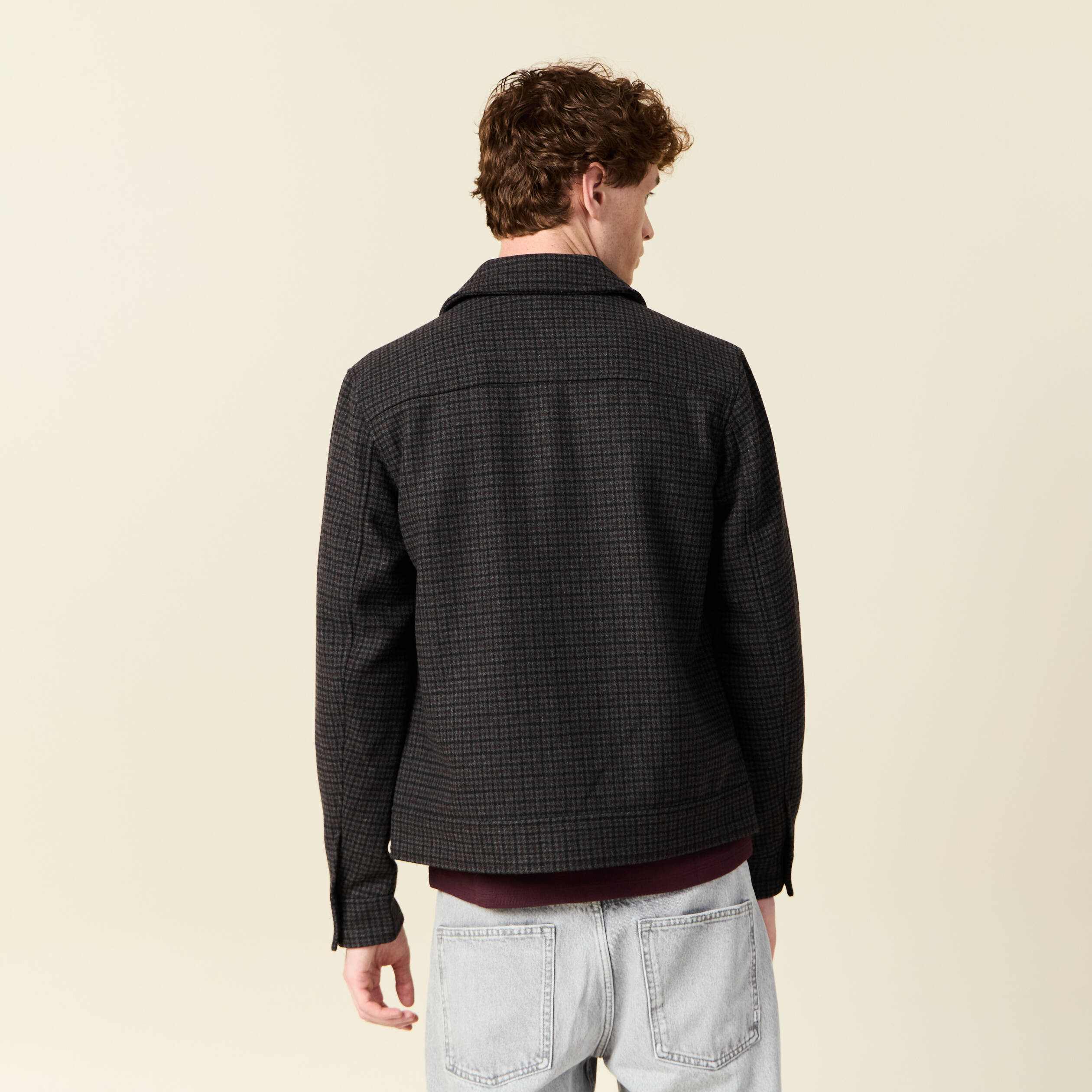 Veste oversize courte col classique gris fonc&eacute; homme