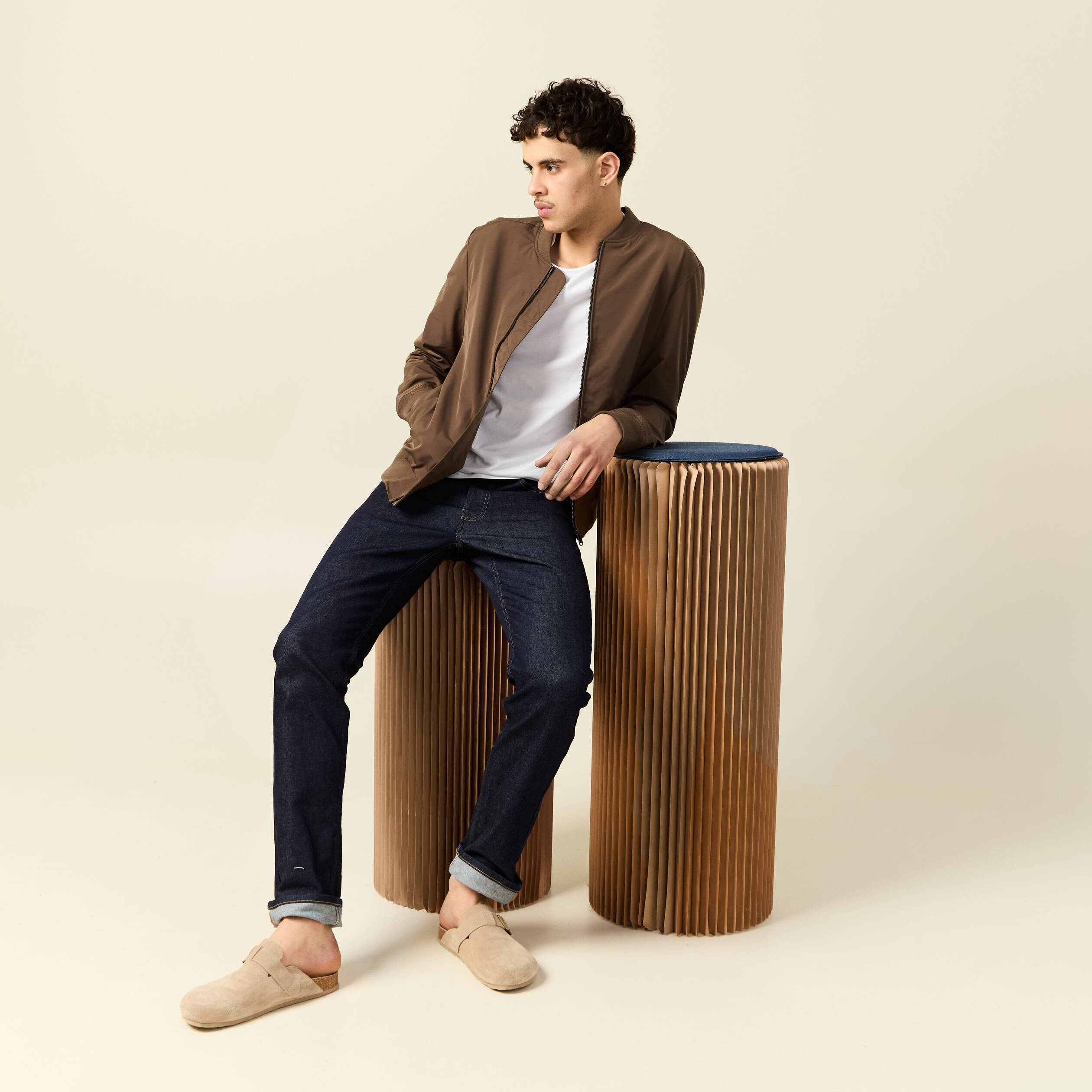 blouson teddy eco responsable marron homme Blouson teddy éco-responsable marron homme