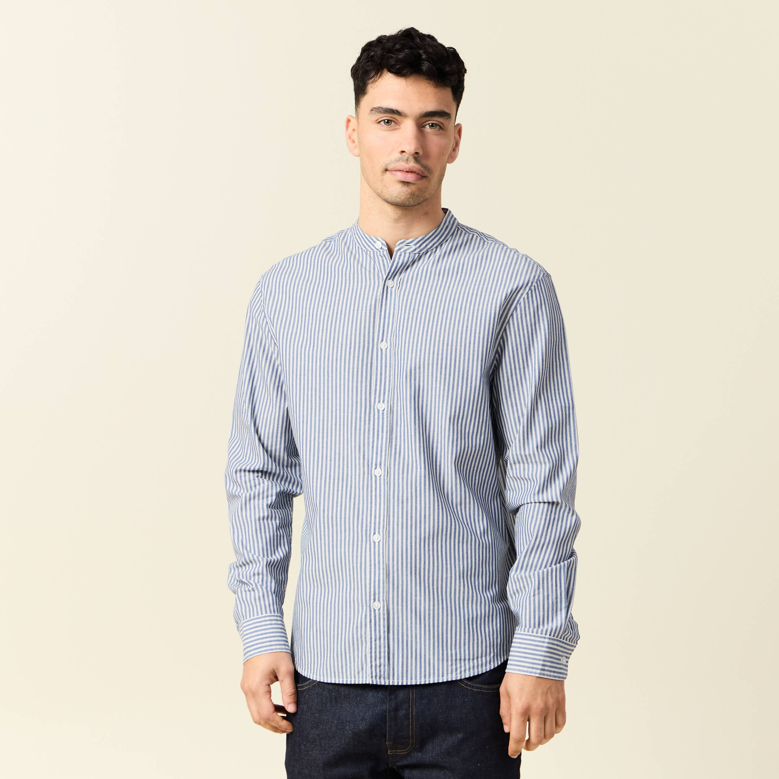 Chemise manches longues bleu marine homme