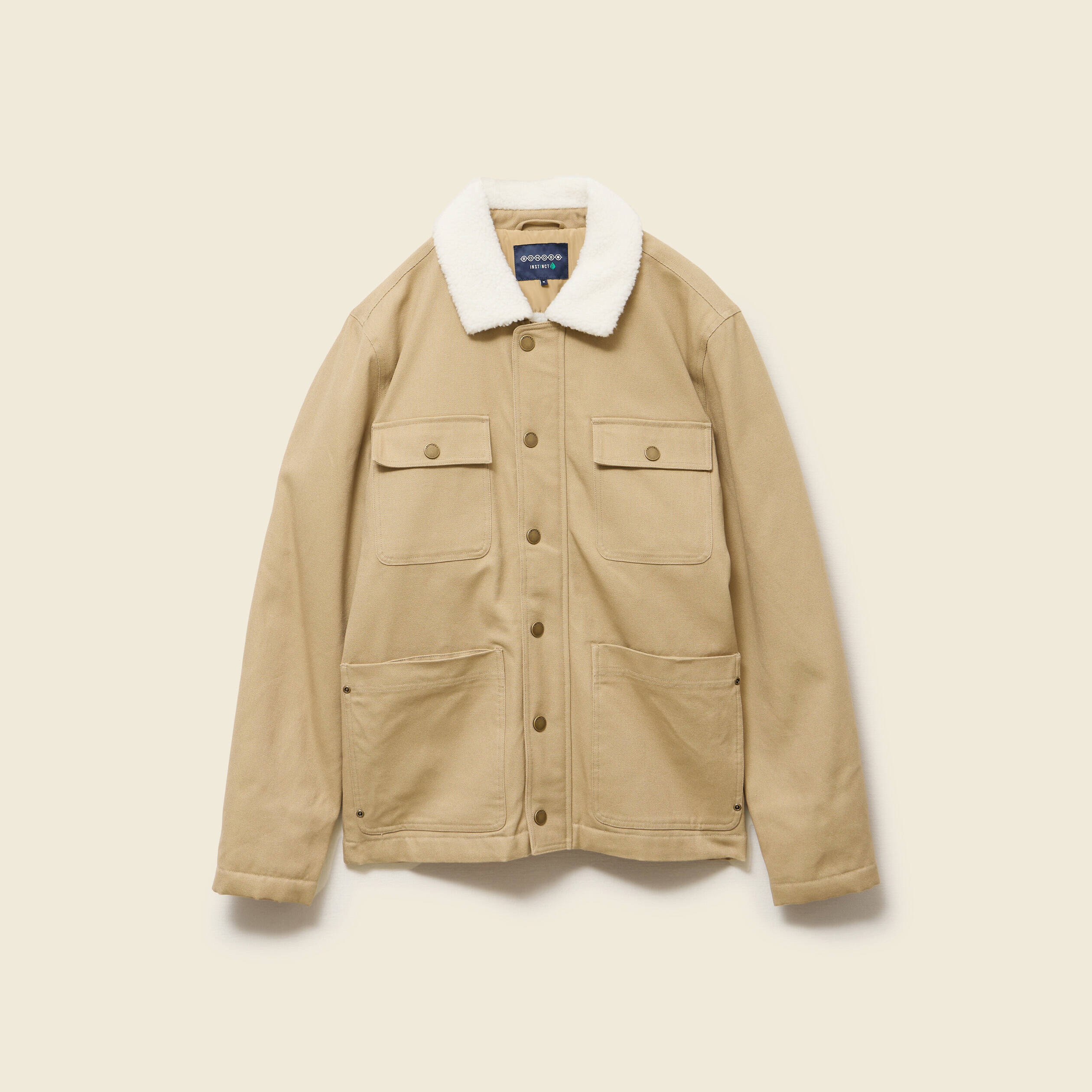 Blouson boutonn&eacute; col aviateur beige homme