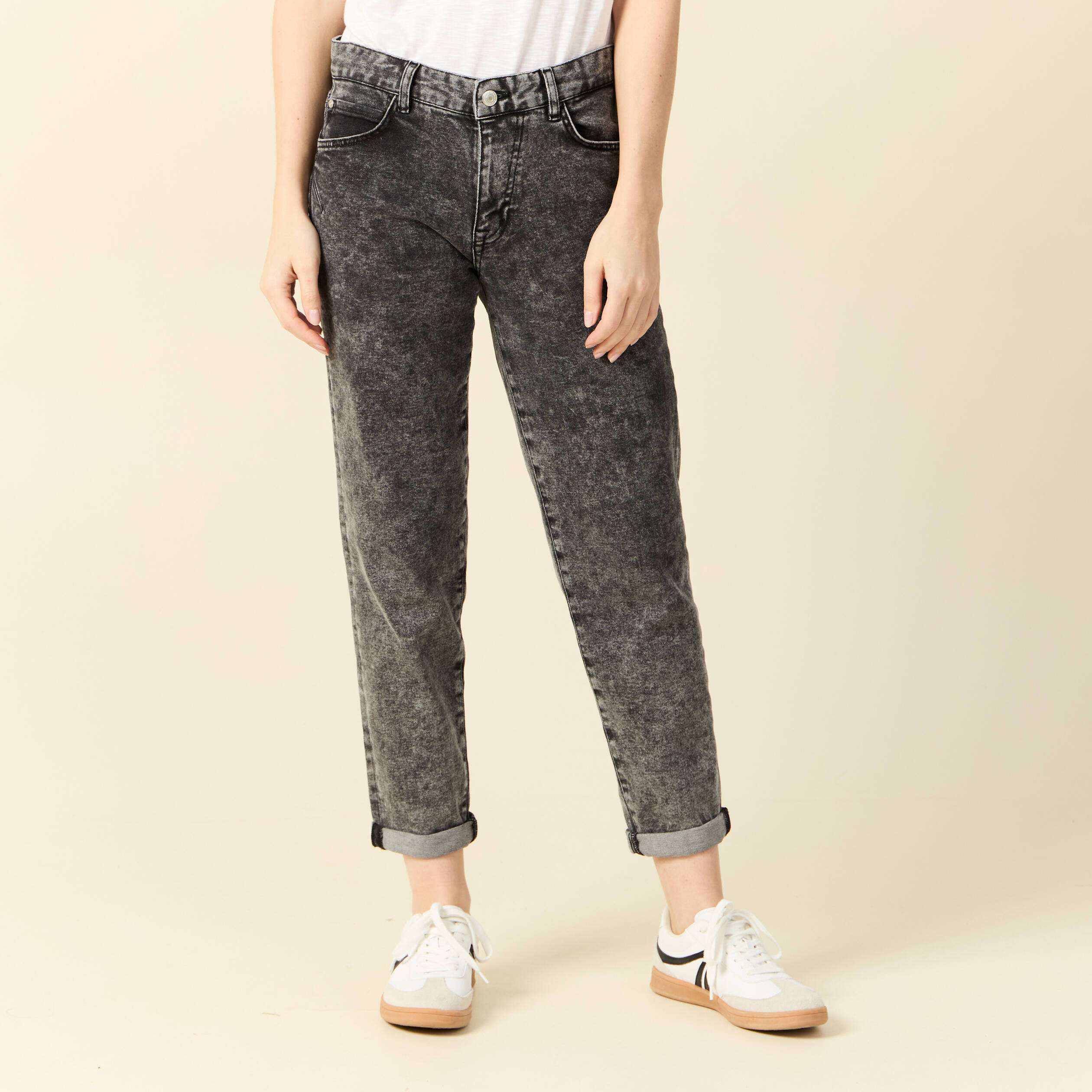 jeans girlfriend 5 poches denim snow gris femme Jeans girlfriend 5 poches denim snow gris femme