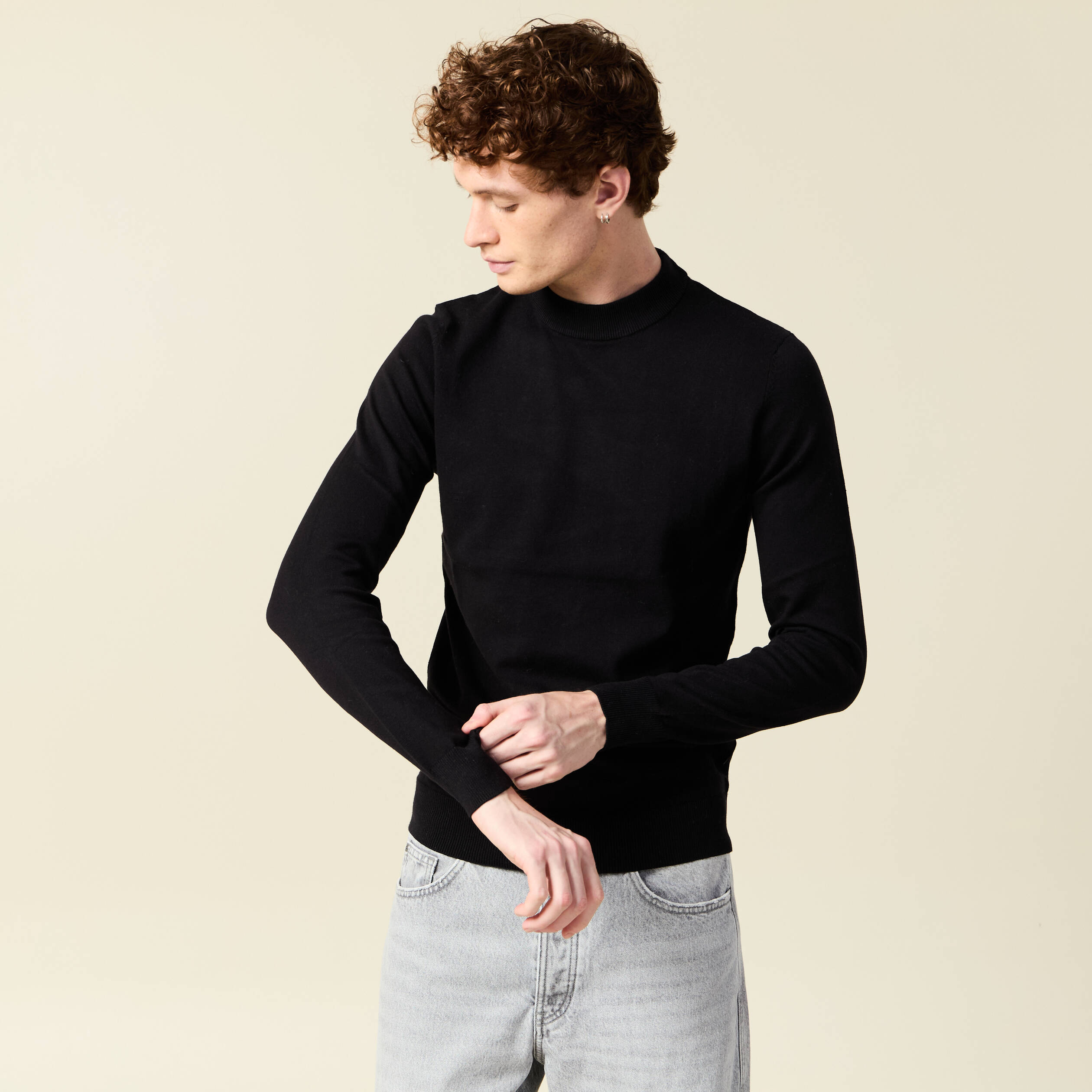 Pull manches longues noir homme