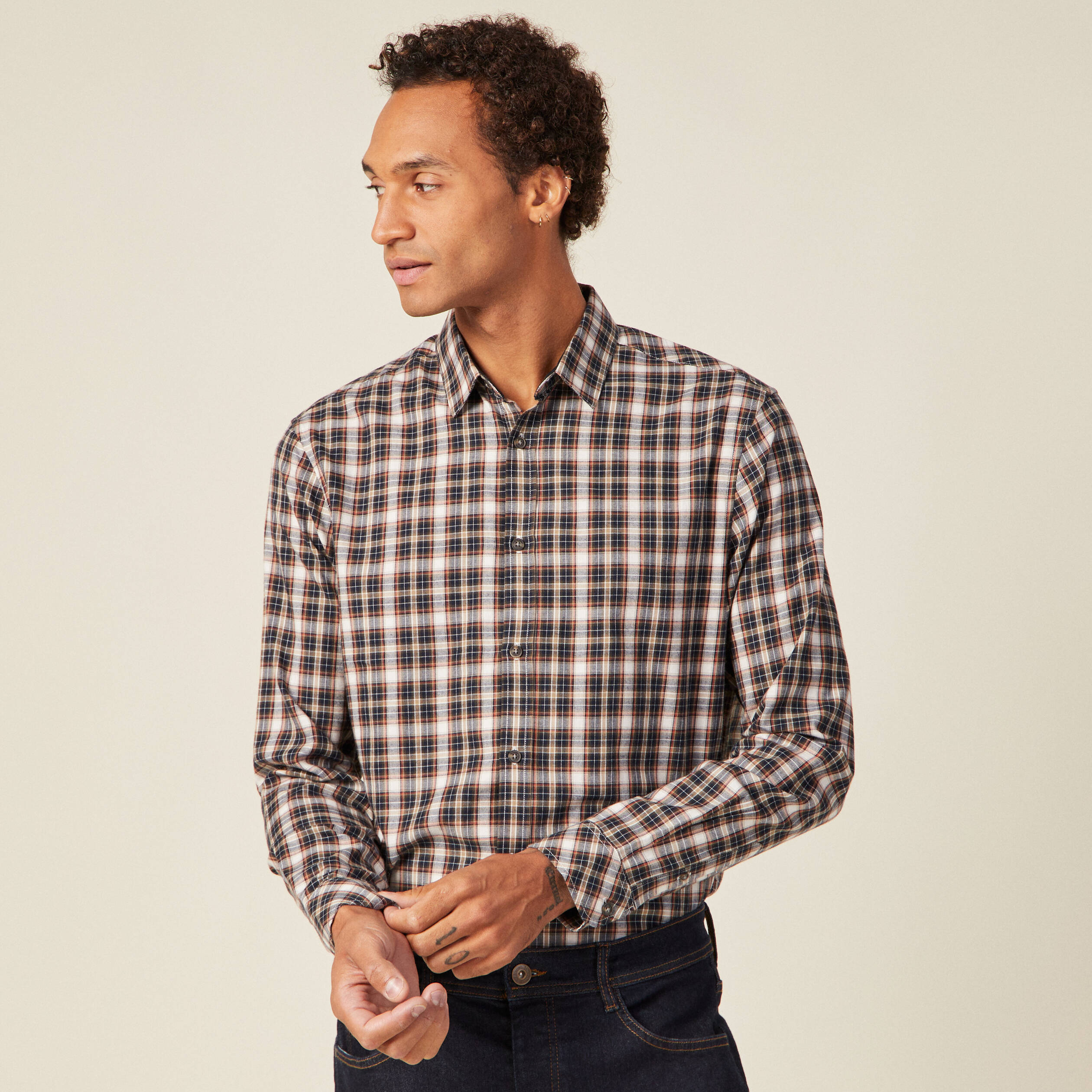 Chemise manches longues ecru homme