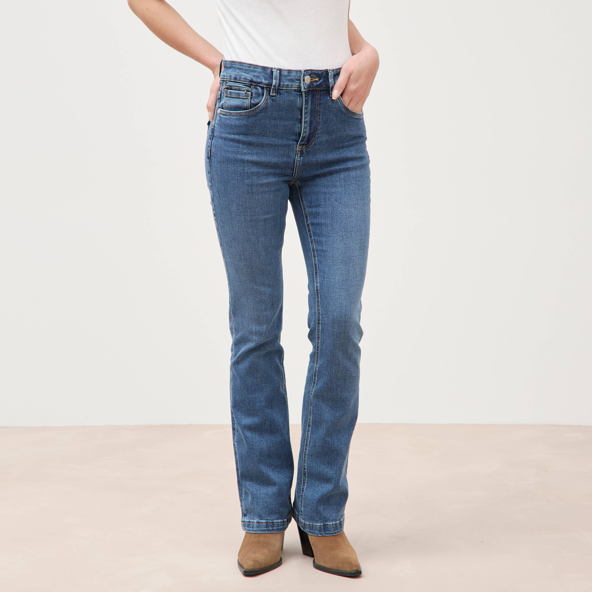 Jeans bootcut denim stone femme
