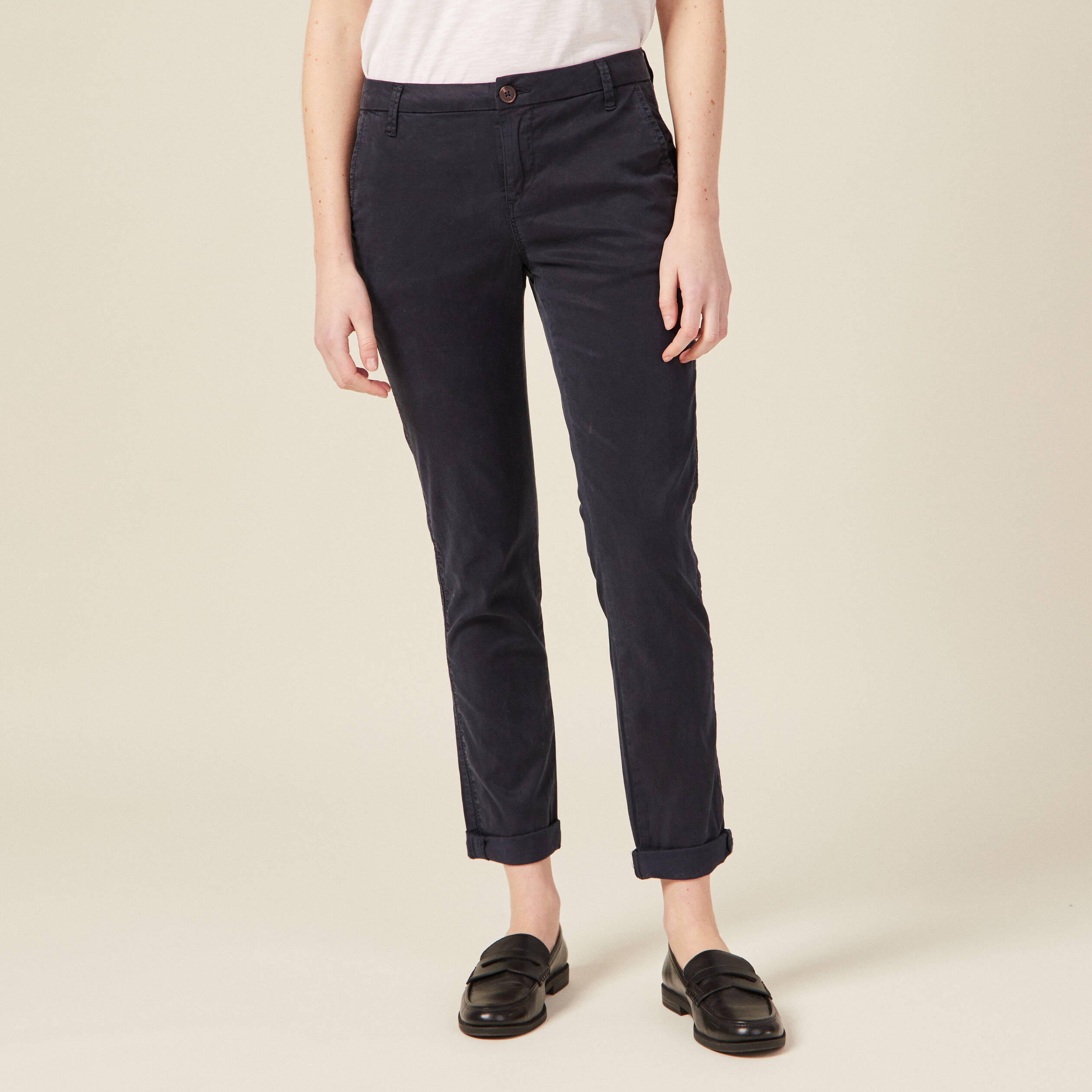 pantalon chino instinct bleu fonce femme Pantalon chino Instinct bleu foncé femme