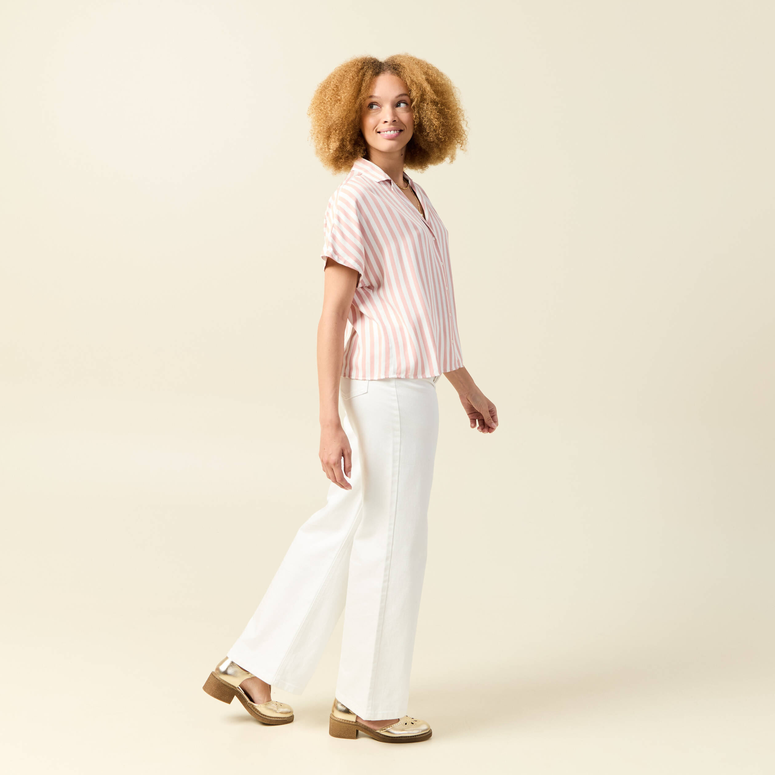 chemise manches courtes fluide rose clair femme Chemise manches courtes fluide rose clair femme