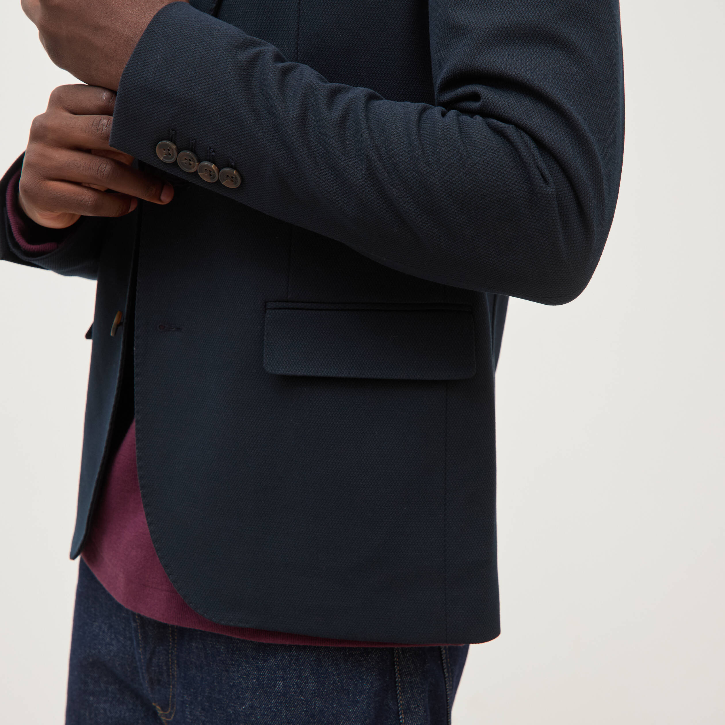 Veste blazer cintr&eacute;e bleu marine homme