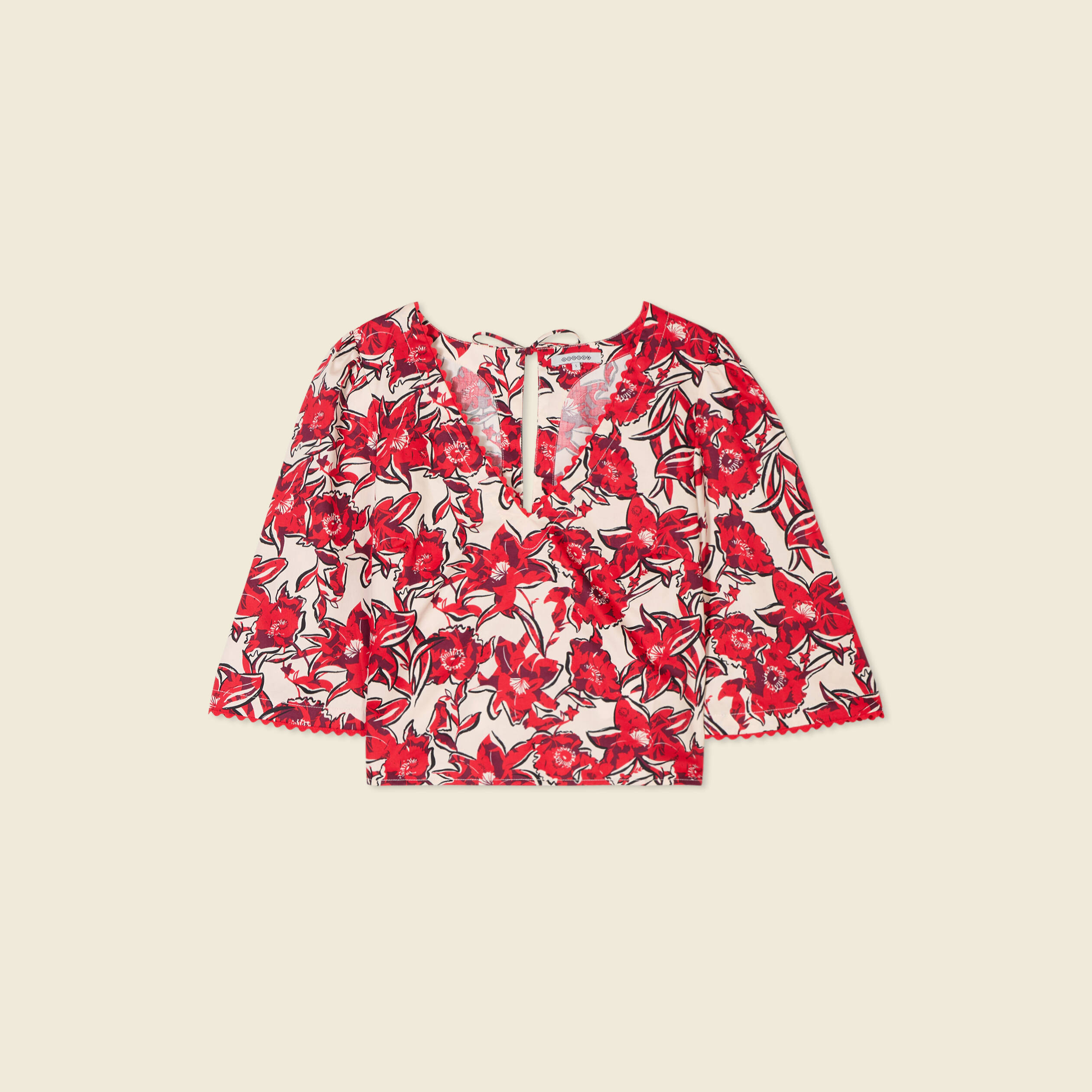 blouse manches 34 rouge femme Blouse manches 3/4 rouge femme