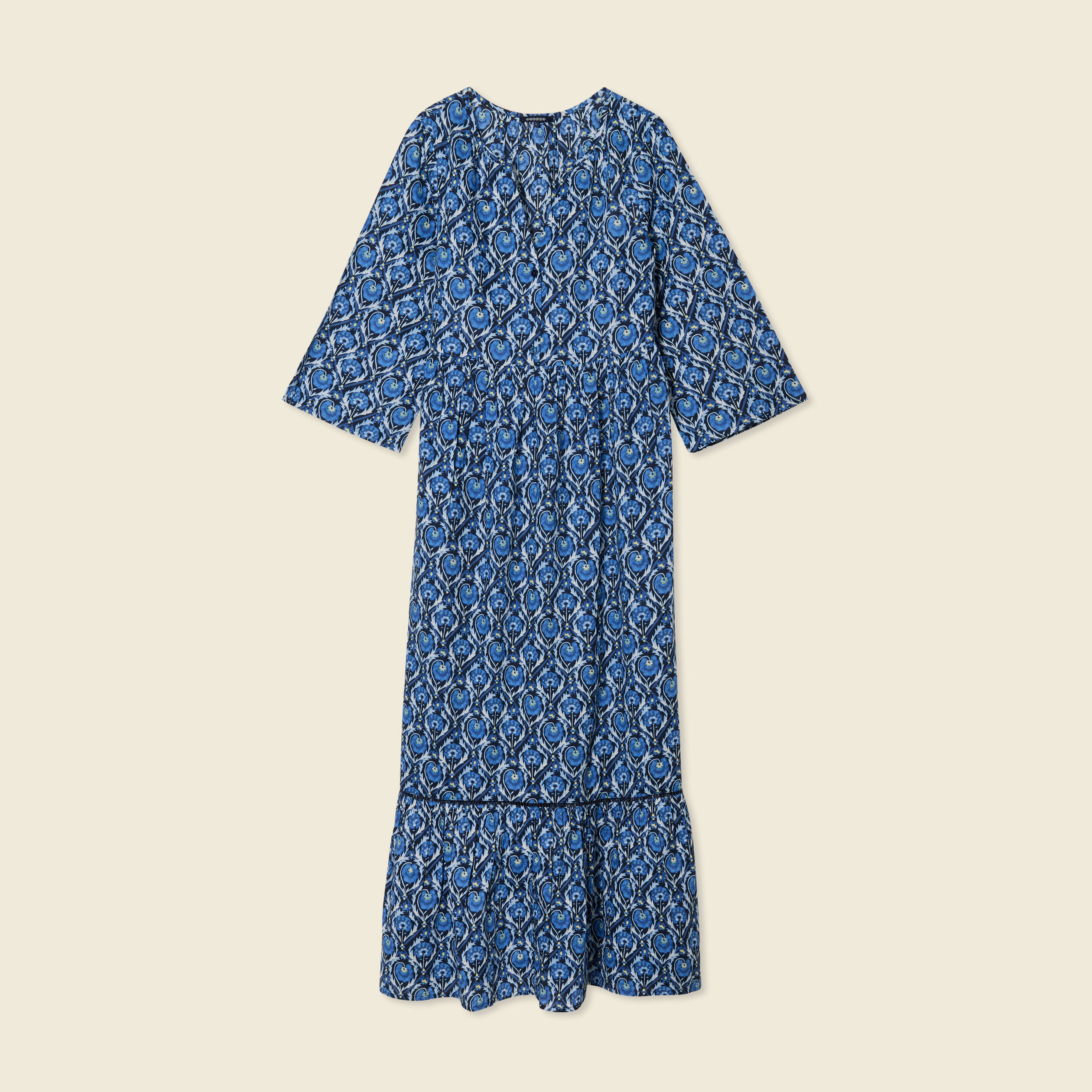 Robe longue droite bleu femme